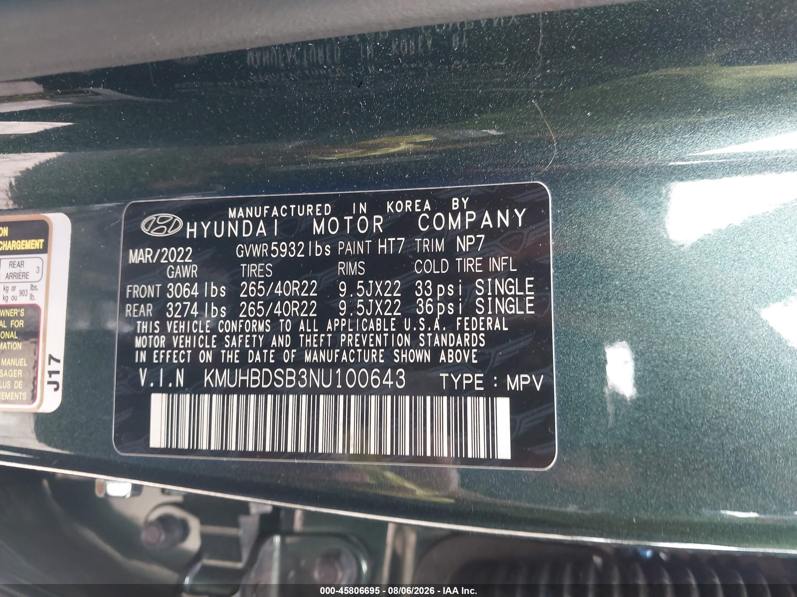 2022 Genesis GV80 VIN KMUHBDSB3NU100643 IAAI salvage auction — Front End, Salvage (Georgia), sold $14,700 on 2026-09-16 (photo 9)