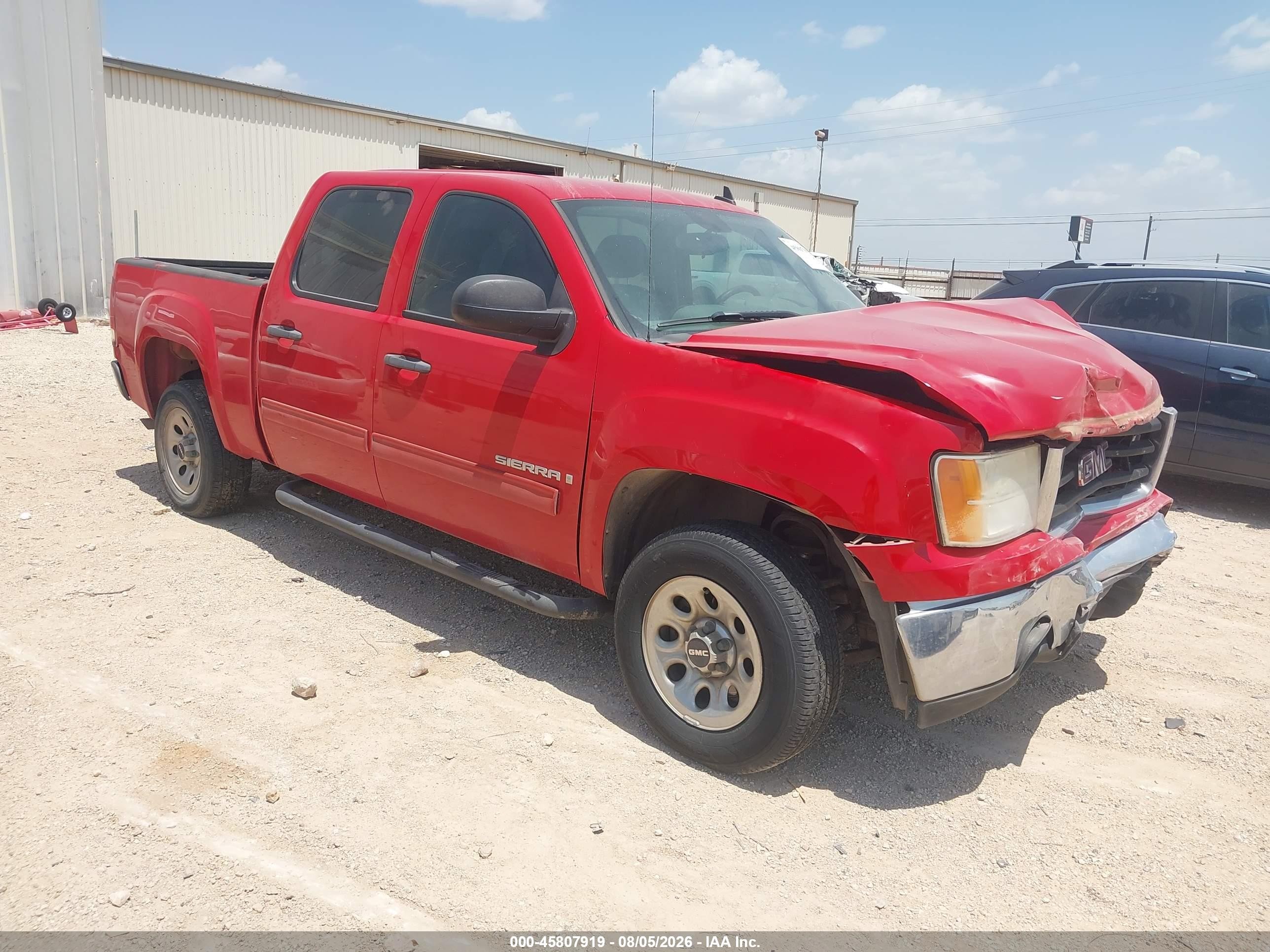 2008 Gmc Sierra 1500 VIN 3GTEC13CX8G206927 IAAI salvage auction — Front End, Original (Texas), sold $2,700 on 2026-09-11 (photo 1)