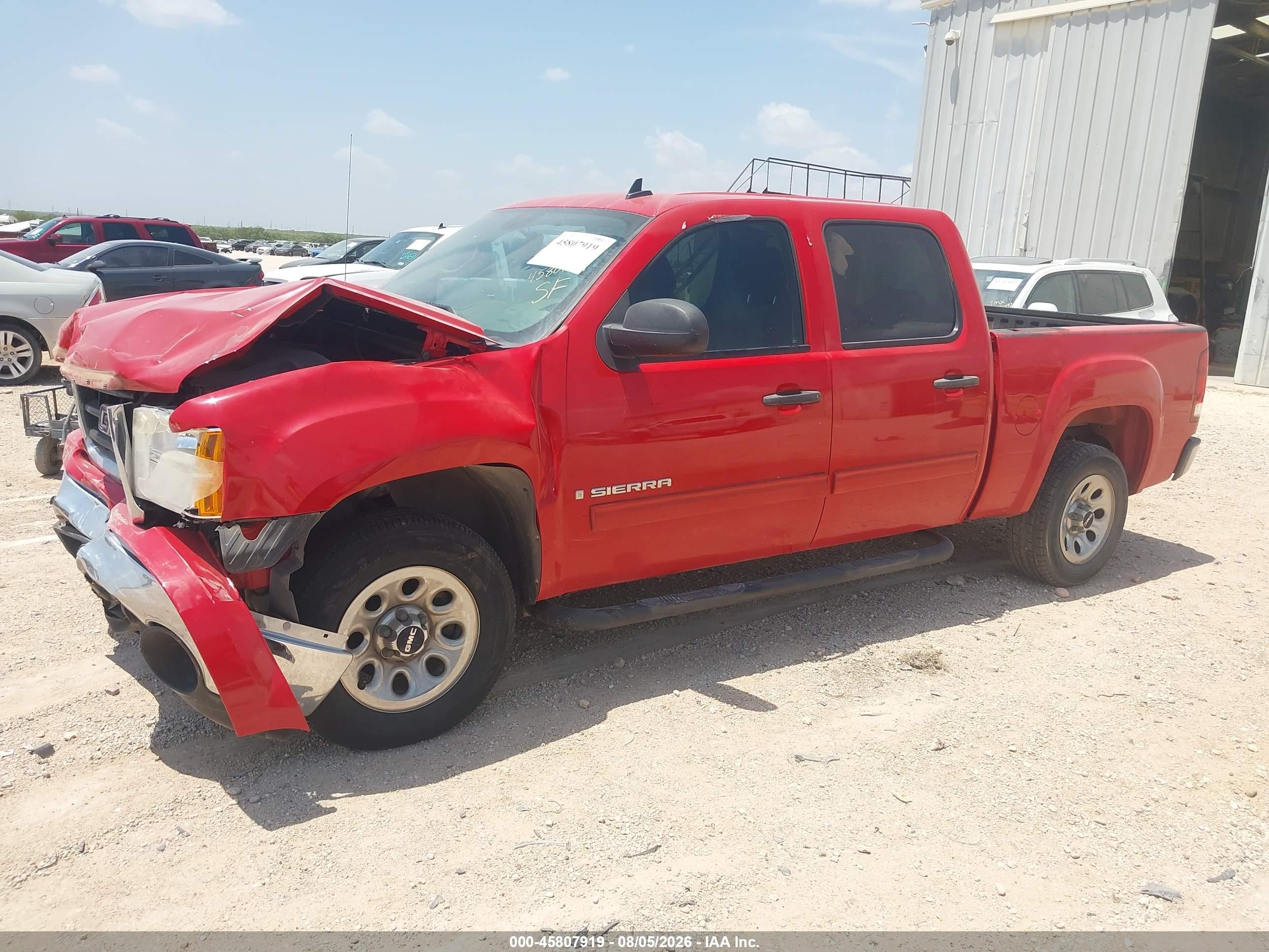 2008 Gmc Sierra 1500 VIN 3GTEC13CX8G206927 IAAI salvage auction — Front End, Original (Texas), sold $2,700 on 2026-09-11 (photo 2)