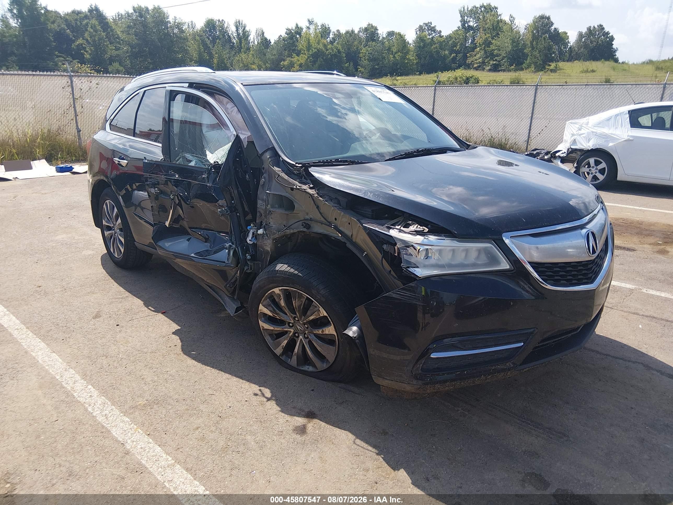 2016 Acura Mdx VIN 5FRYD3H41GB002608 IAAI salvage auction — Side, Salvage (Mississippi), sold $1,550 on 2026-09-11 (photo 1)