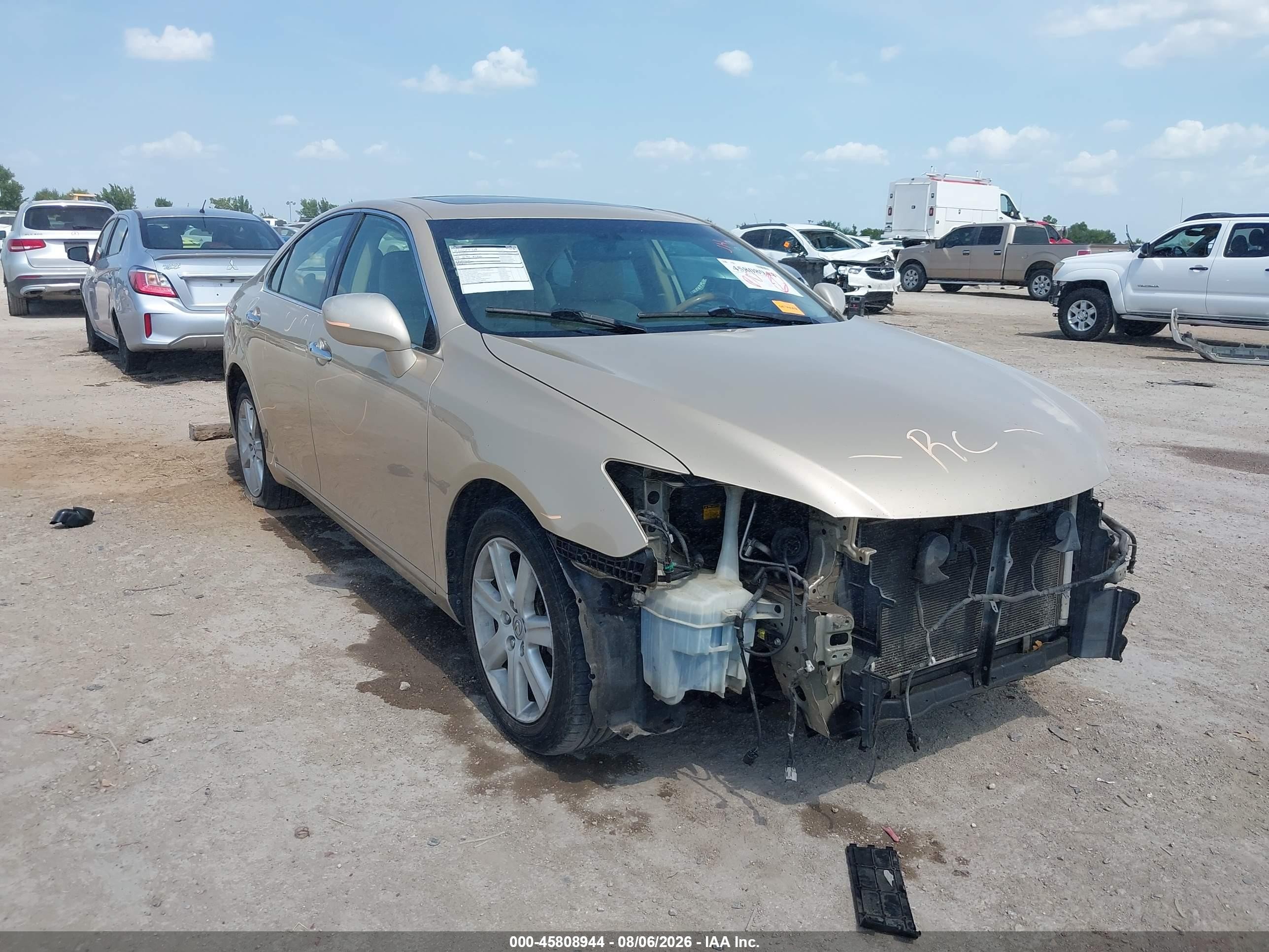 2007 Lexus ES VIN JTHBJ46G472062175 IAAI salvage auction — Side, Original (Texas), sold $975 on 2026-09-09 (photo 1)
