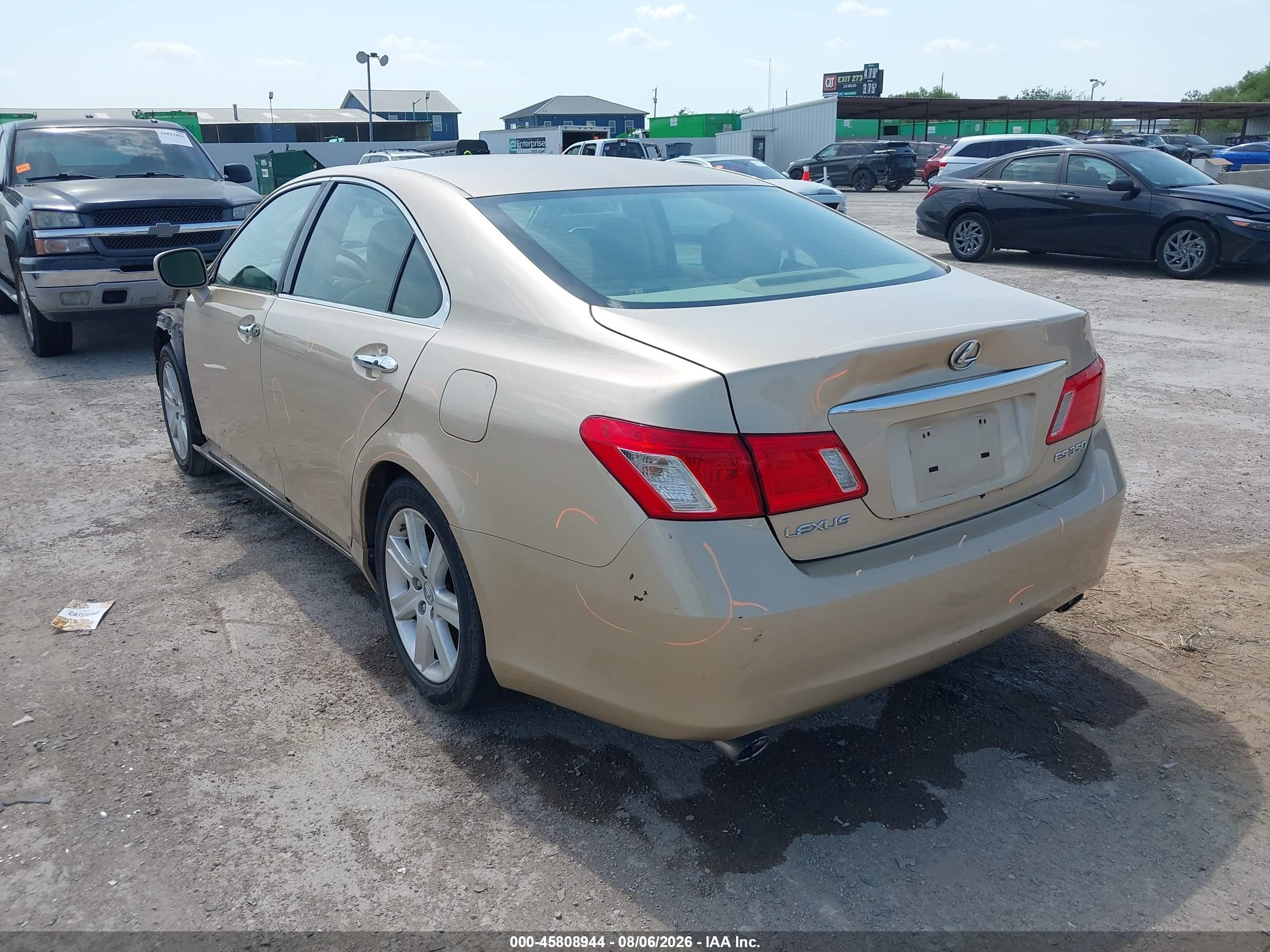 2007 Lexus ES VIN JTHBJ46G472062175 IAAI salvage auction — Side, Original (Texas), sold $975 on 2026-09-09 (photo 3)