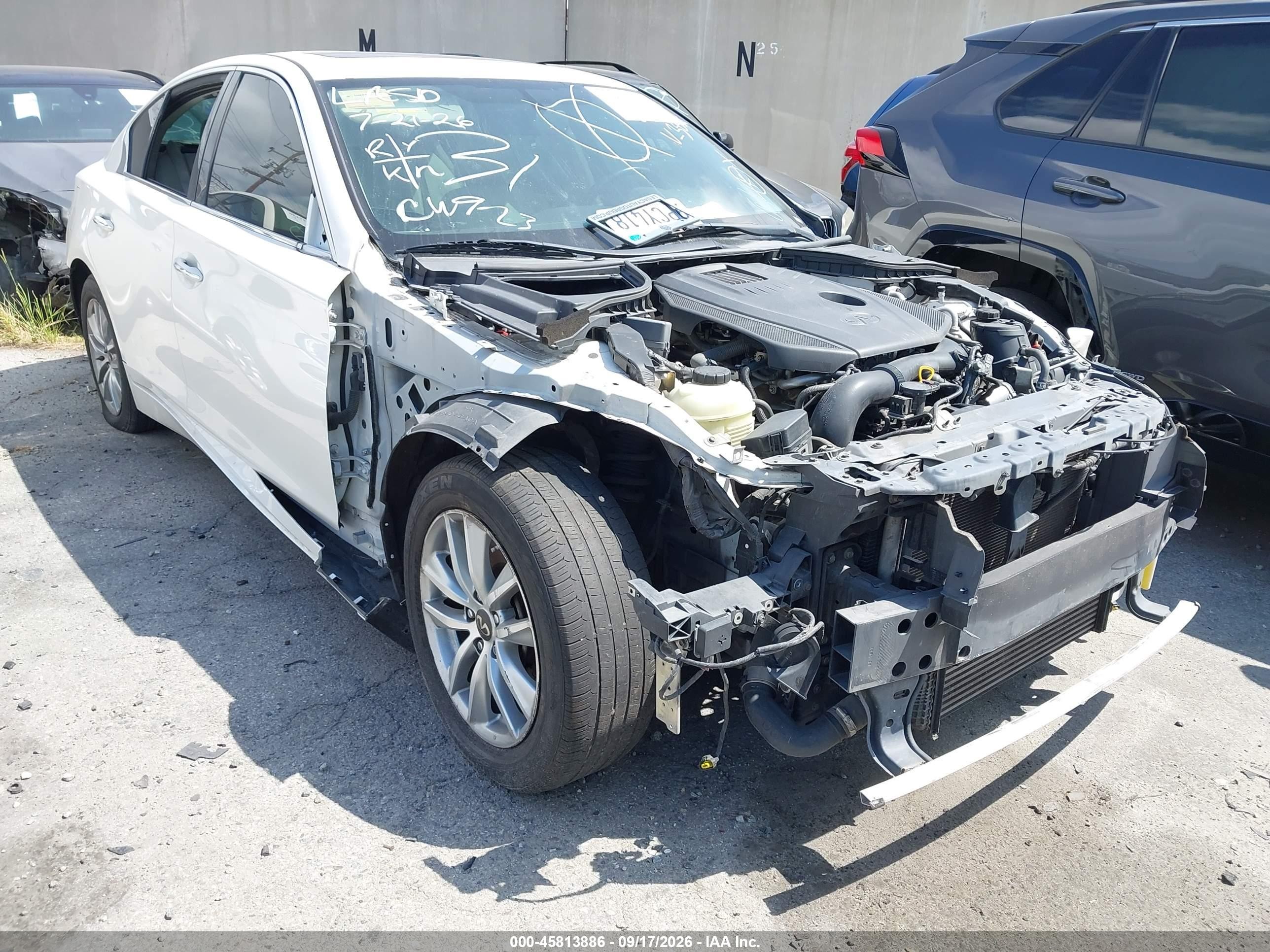 2016 Infiniti Q50 VIN JN1CV7AP2GM203058 IAAI salvage auction — Vandalized, Non-Repairable Certificate (California), sold $575 on 2026-09-19 (photo 1)