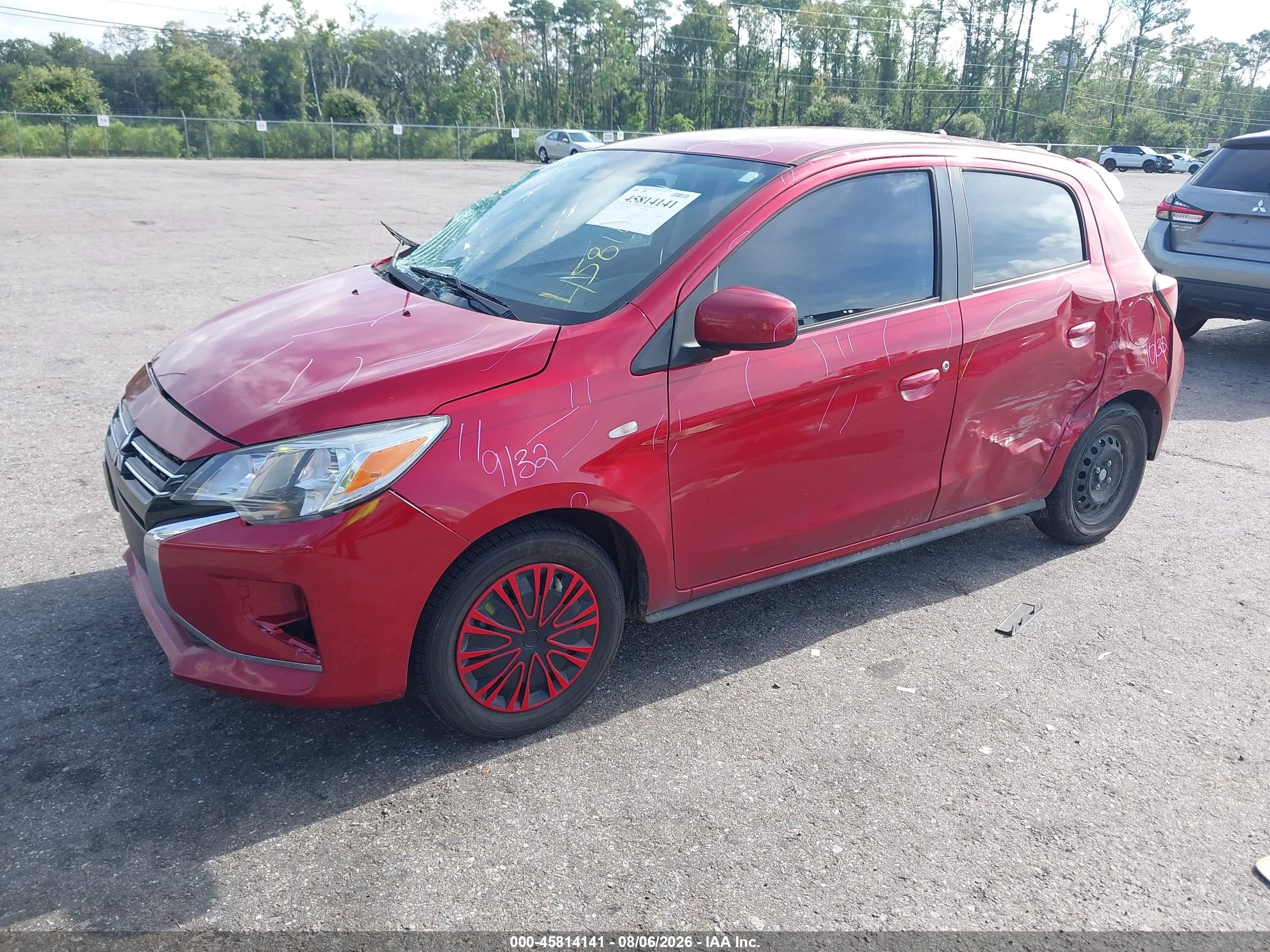2022 Mitsubishi Mirage VIN ML32AUHJ3NH005490 IAAI salvage auction — Side, Certificate Of Destruction (Florida), sold $1,550 on 2026-09-11 (photo 2)