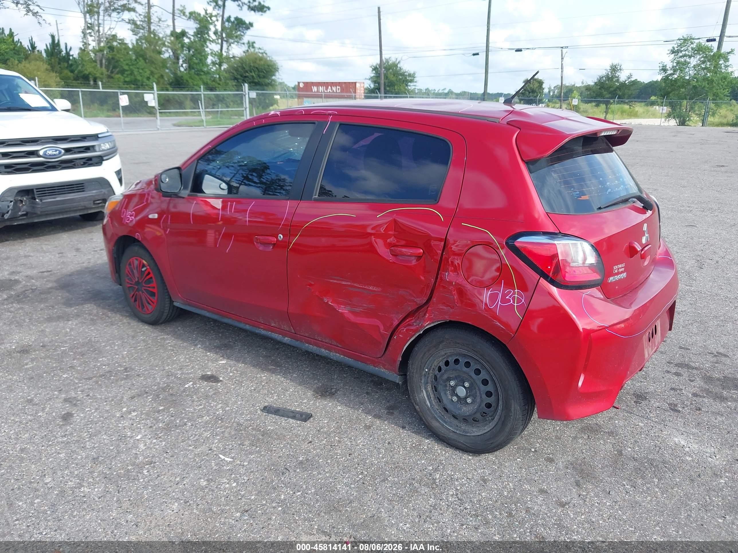 2022 Mitsubishi Mirage VIN ML32AUHJ3NH005490 IAAI salvage auction — Side, Certificate Of Destruction (Florida), sold $1,550 on 2026-09-11 (photo 3)