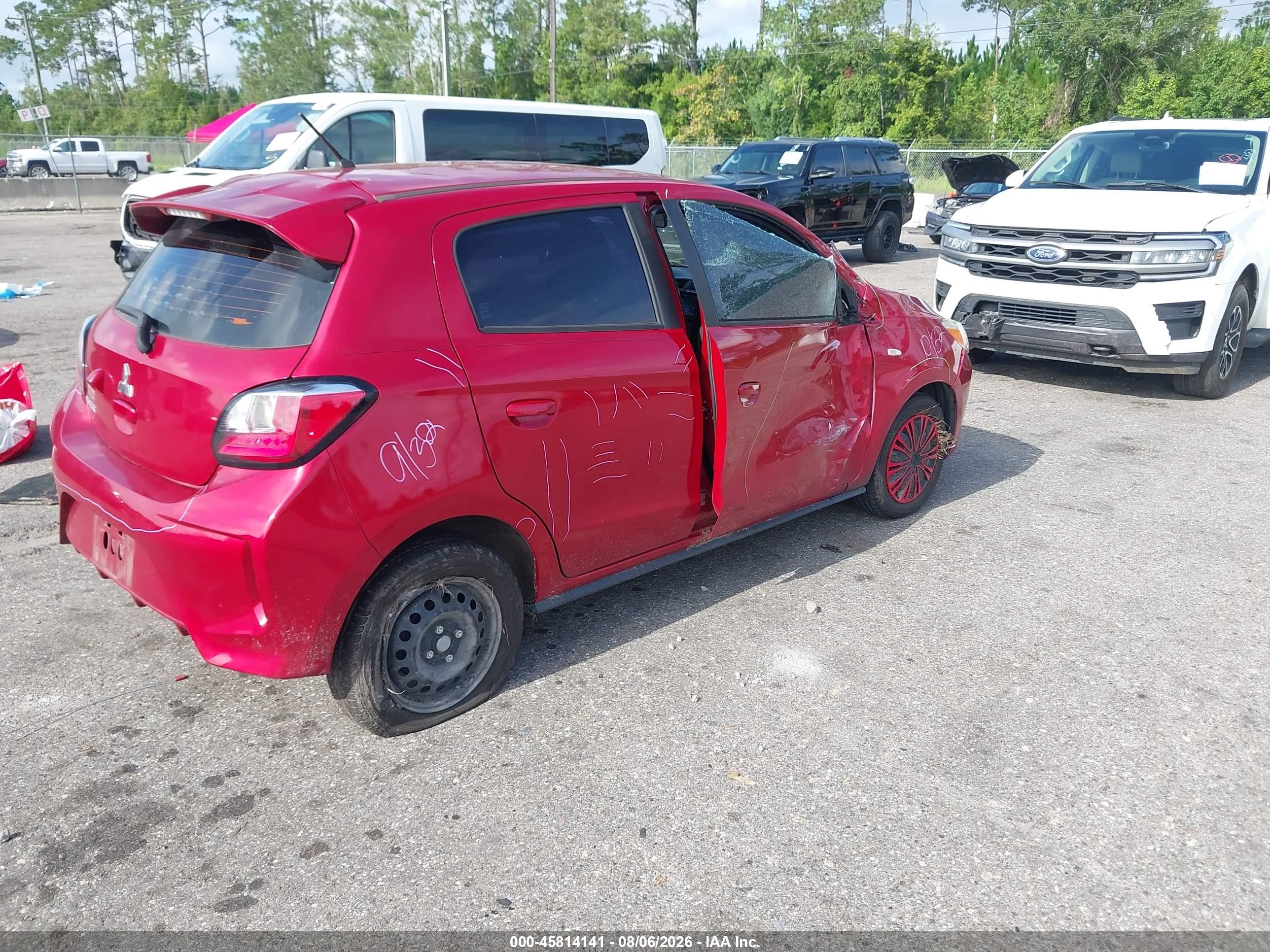 2022 Mitsubishi Mirage VIN ML32AUHJ3NH005490 IAAI salvage auction — Side, Certificate Of Destruction (Florida), sold $1,550 on 2026-09-11 (photo 4)