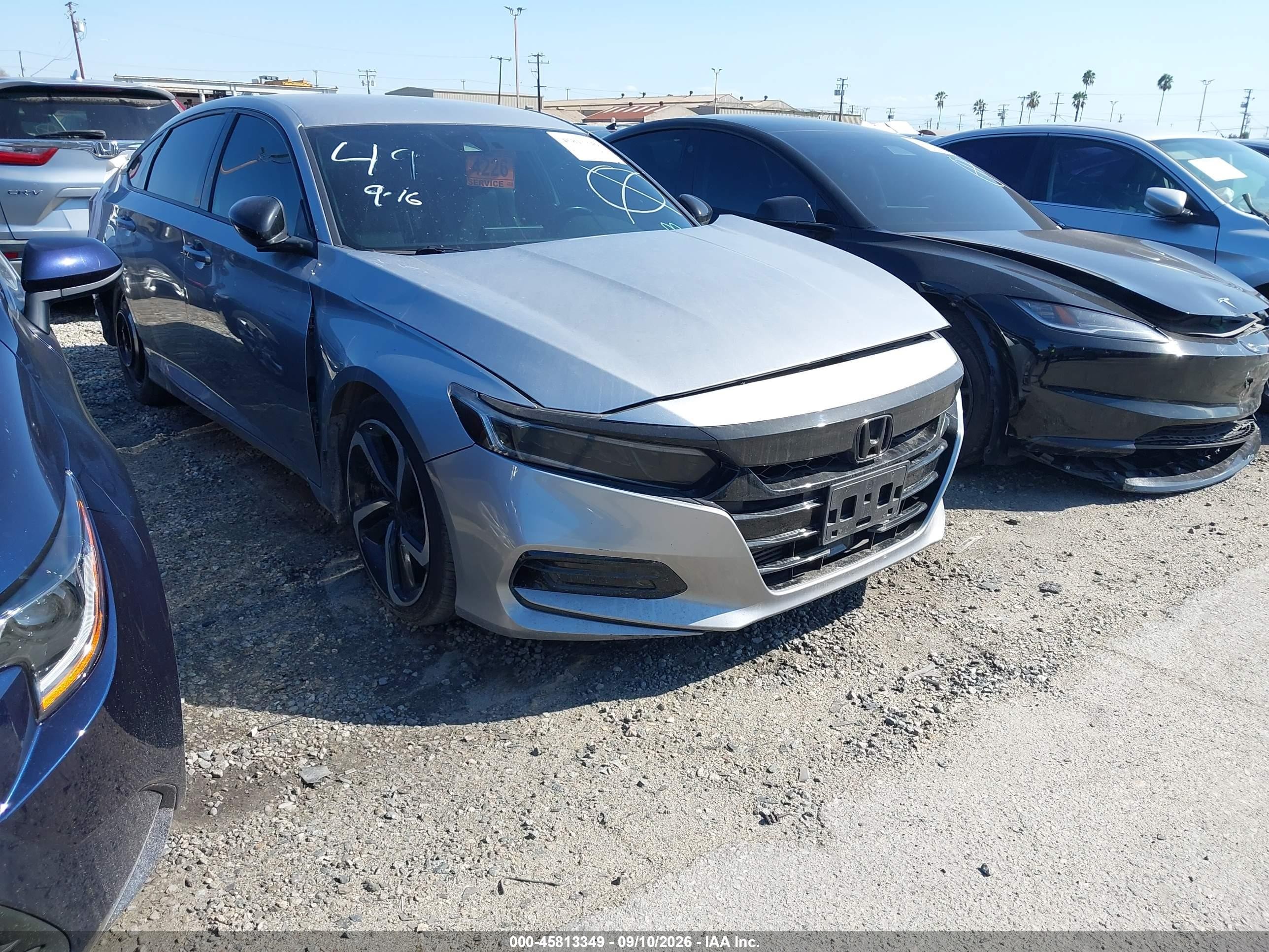 2018 Honda Accord VIN 1HGCV1F32JA266798 IAAI salvage auction — Rear End, Salvage Certificate (California), sold $4,250 on 2026-09-12 (photo 1)