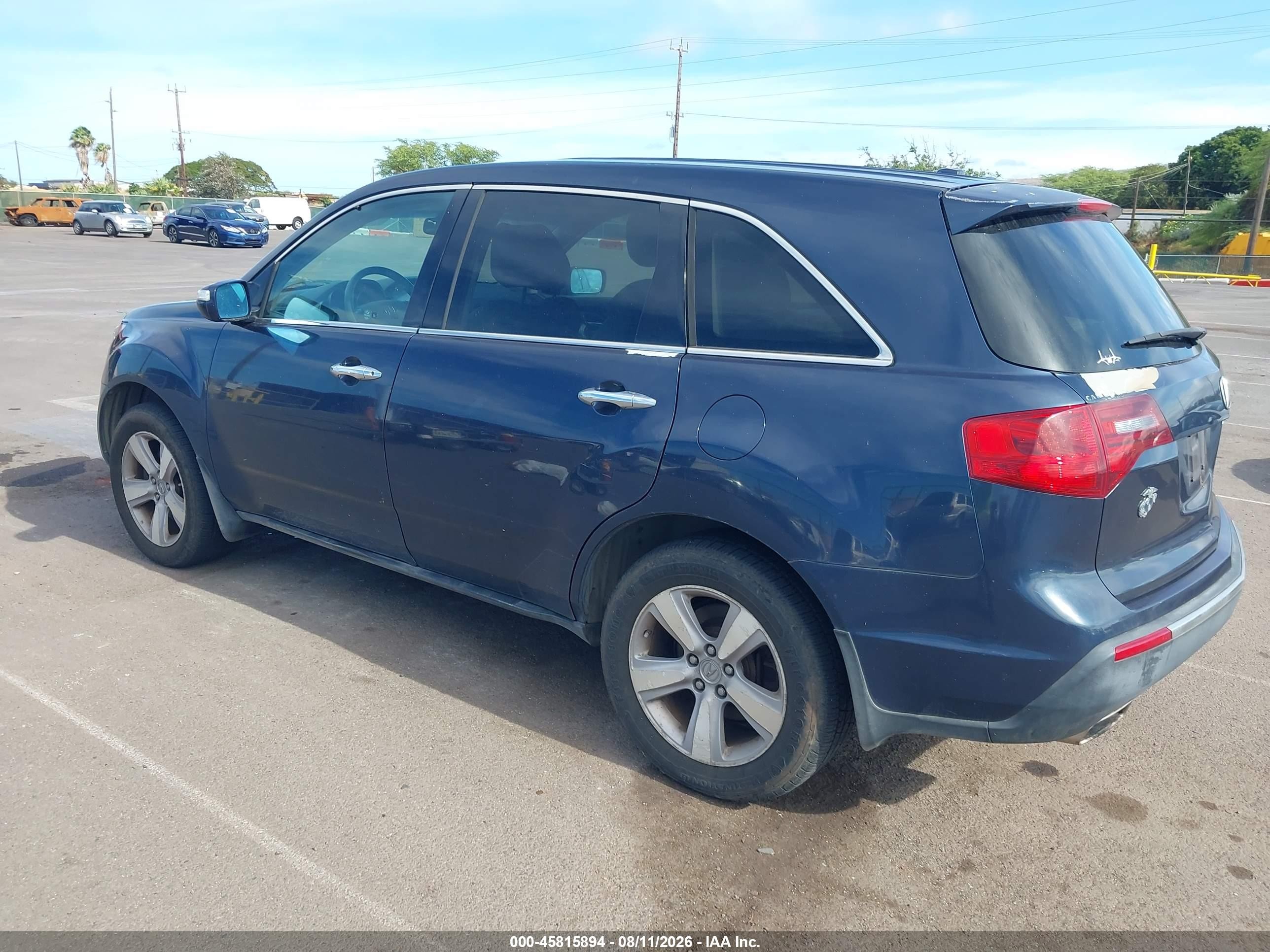 2013 Acura Mdx VIN 2HNYD2H39DH513633 IAAI salvage auction — Normal Wear, Clear (Hawaii), sold $225 on 2026-09-10 (photo 3)