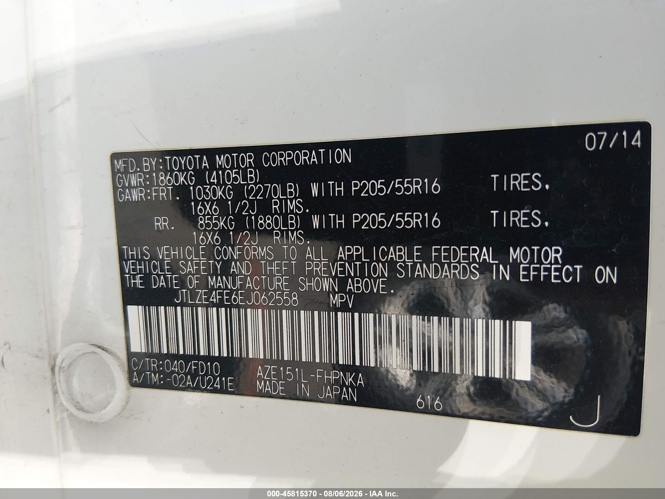 2014 Scion Xb VIN JTLZE4FE6EJ062558 IAAI salvage auction — Normal Wear, Clear (Nevada), sold $425 on 2026-09-11 (photo 9)