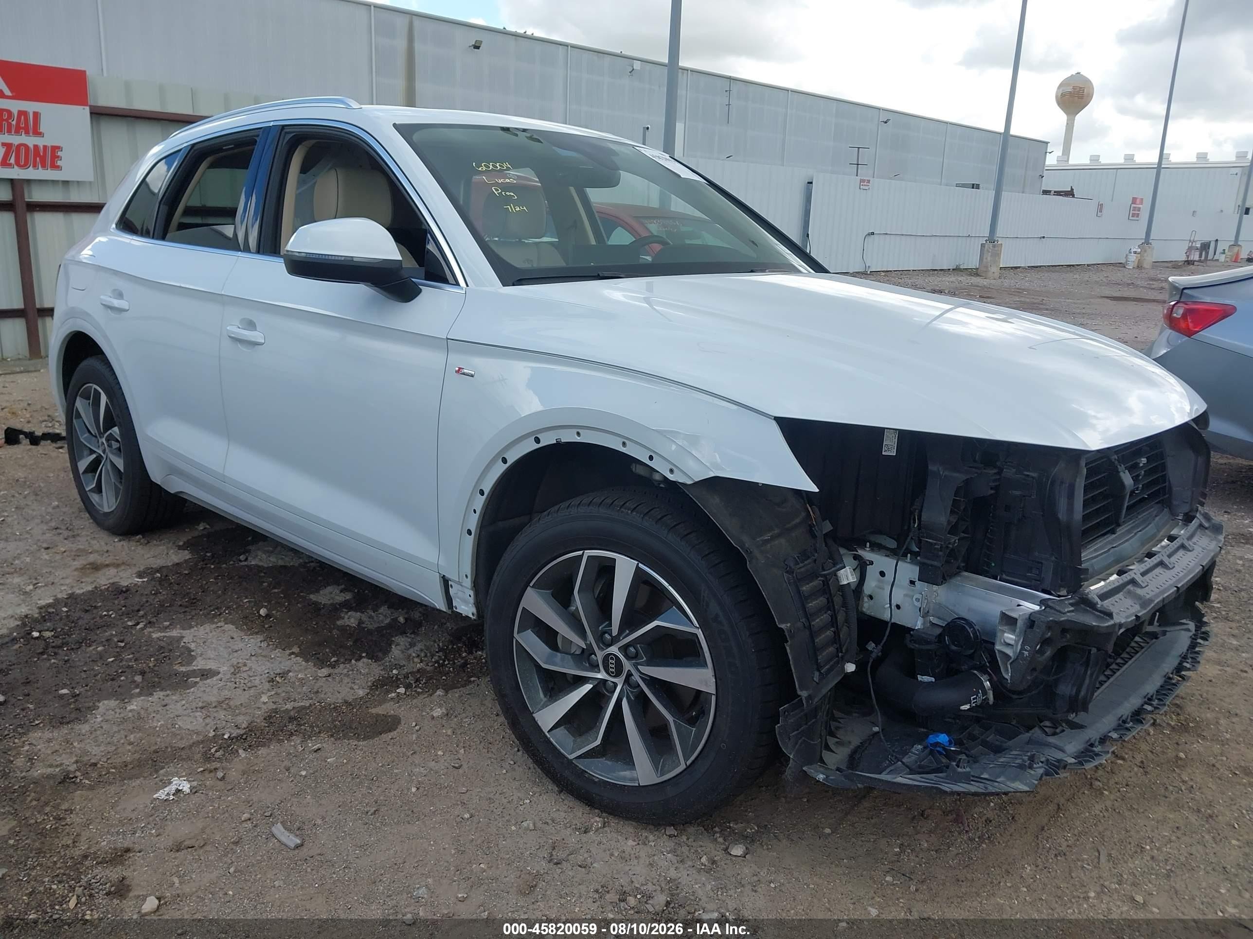 2023 Audi Q5 VIN WA1EAAFYXP2113047 IAAI salvage auction — Front End, Original (Texas), sold $17,900 on 2026-10-02 (photo 1)