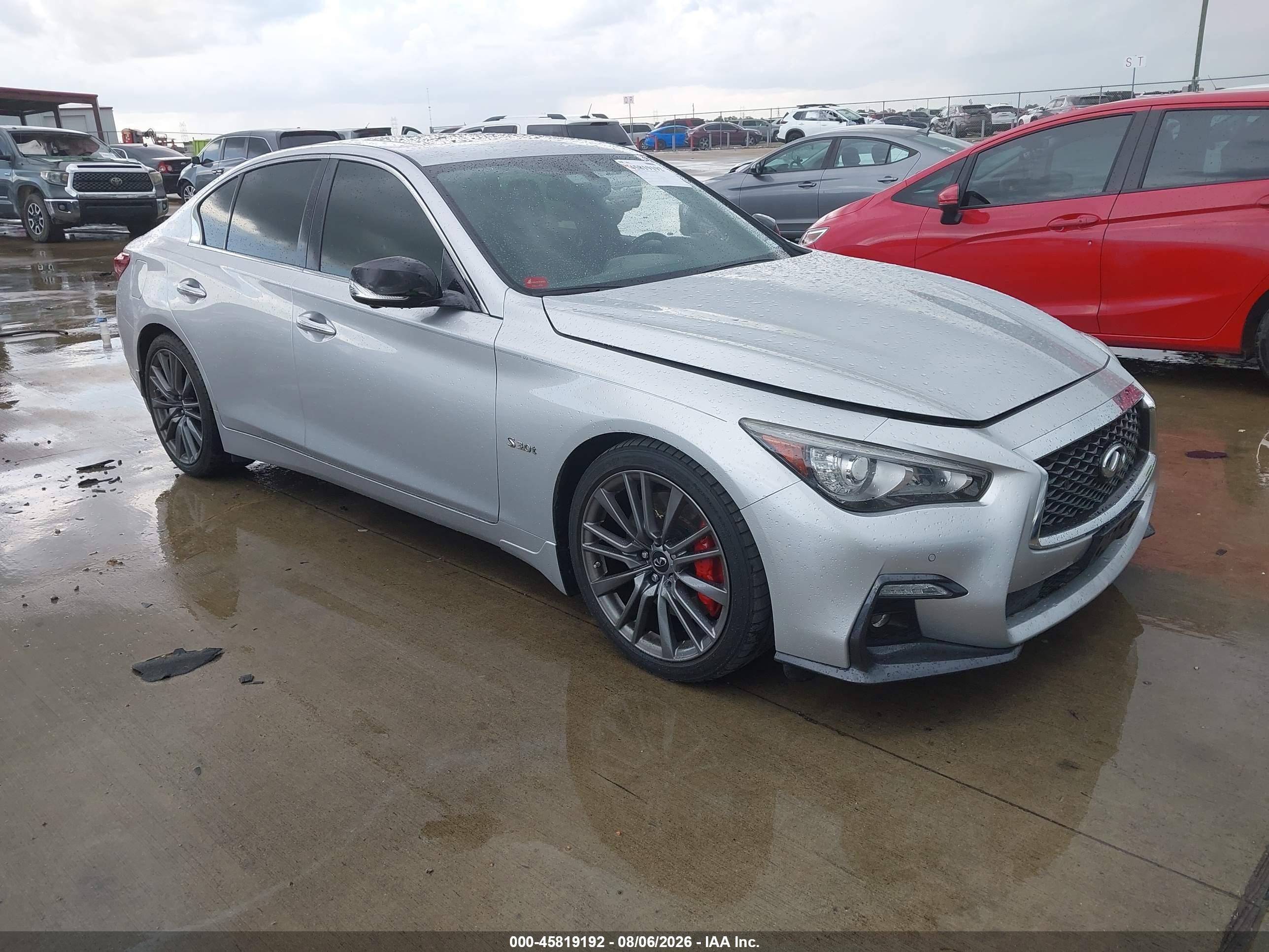 2018 Infiniti Q50 VIN JN1FV7AP7JM460978 IAAI salvage auction — Undercarriage, Original (Texas), sold $12,000 on 2026-09-10 (photo 1)