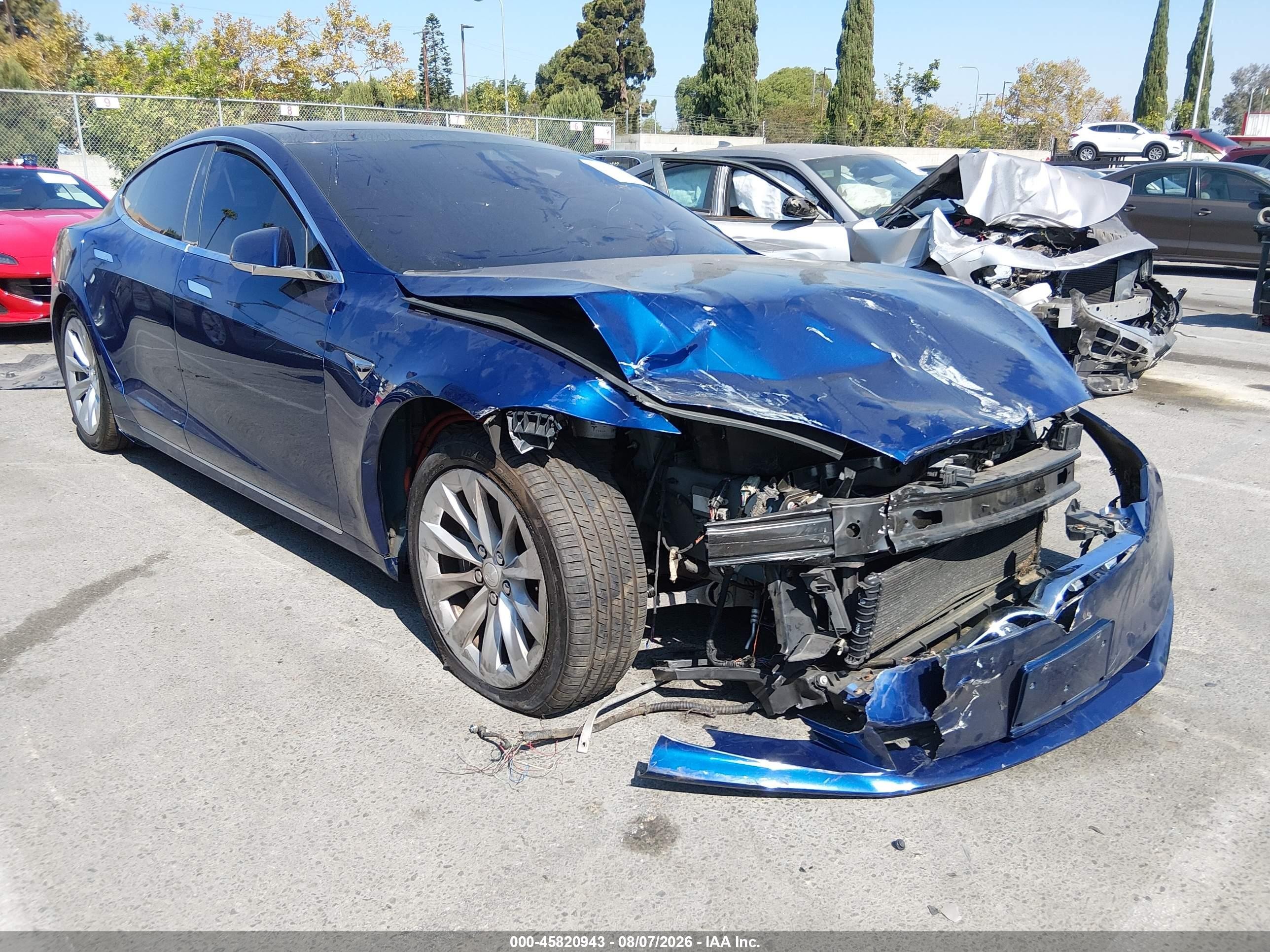 2017 Tesla Model S VIN 5YJSA1E24HF187813 IAAI salvage auction — Front End, Salvage (California), sold $5,825 on 2026-10-11 (photo 1)