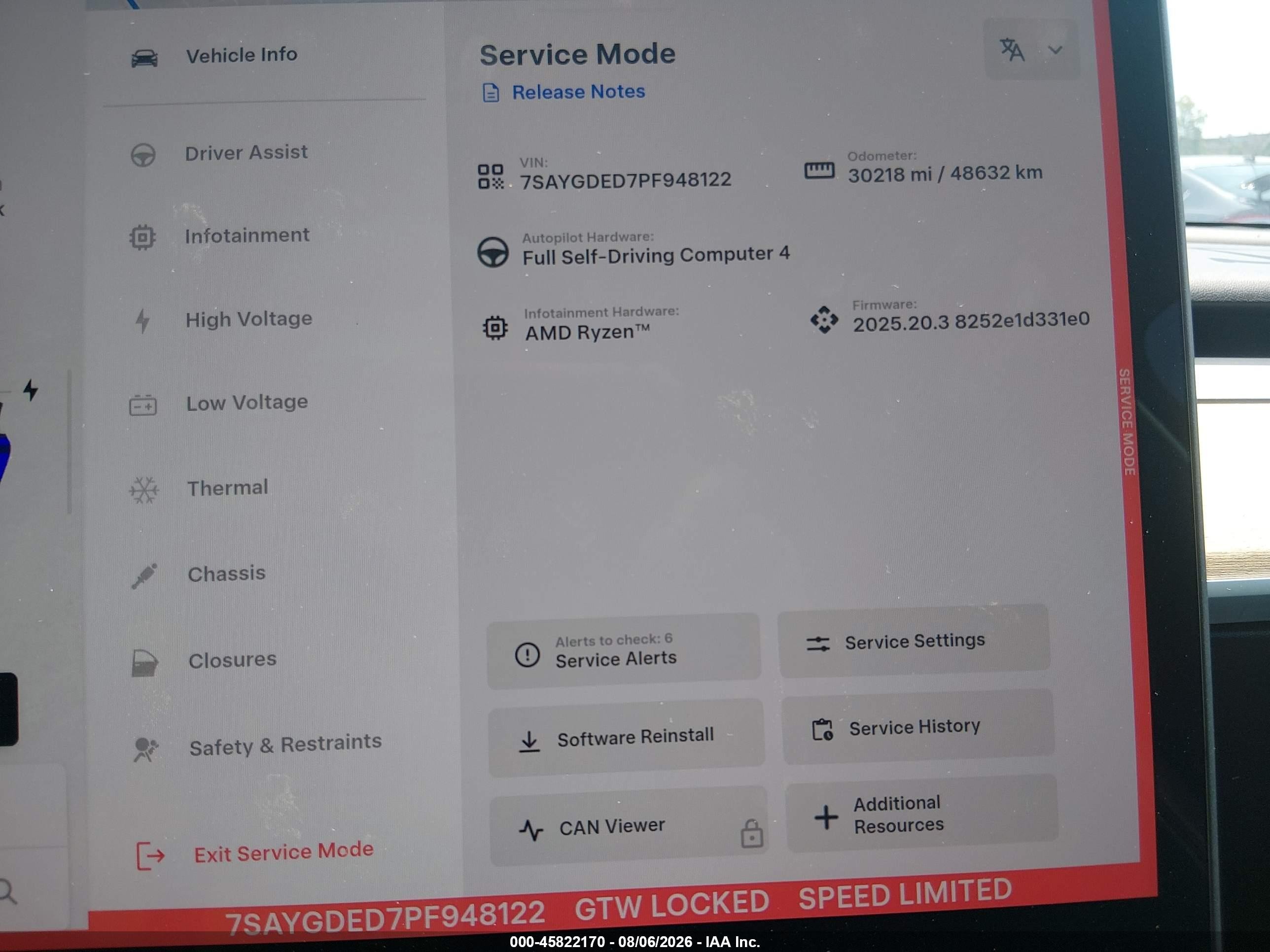 2023 Tesla Model Y VIN 7SAYGDED7PF948122 IAAI salvage auction — Side, Salvage (Tennessee), sold $8,600 on 2026-09-12 (photo 7)