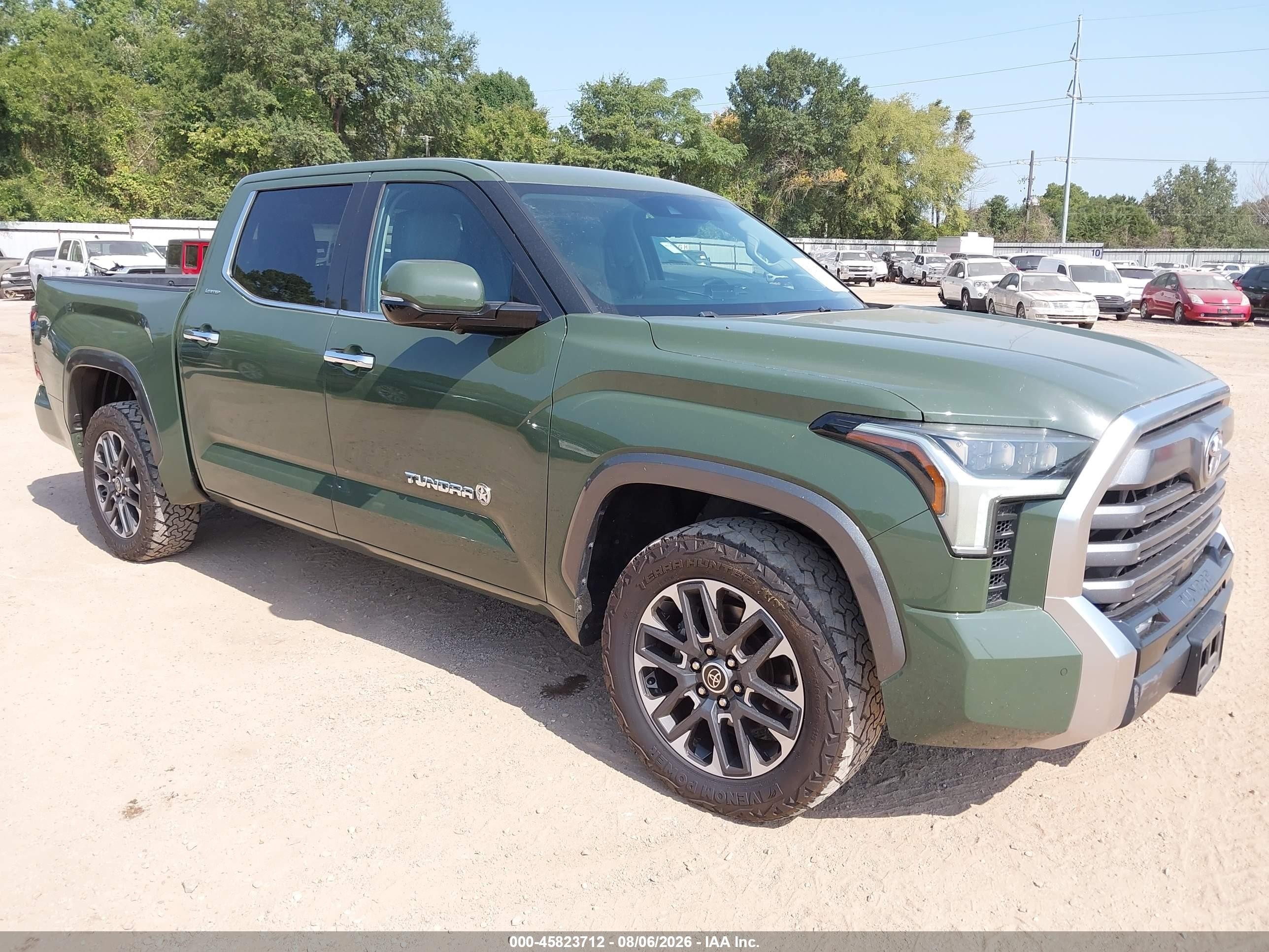 2022 Toyota Tundra VIN 5TFJA5AB1NX004779 IAAI salvage auction — Front End, Original (Texas), sold $24,800 on 2026-08-13 (photo 1)