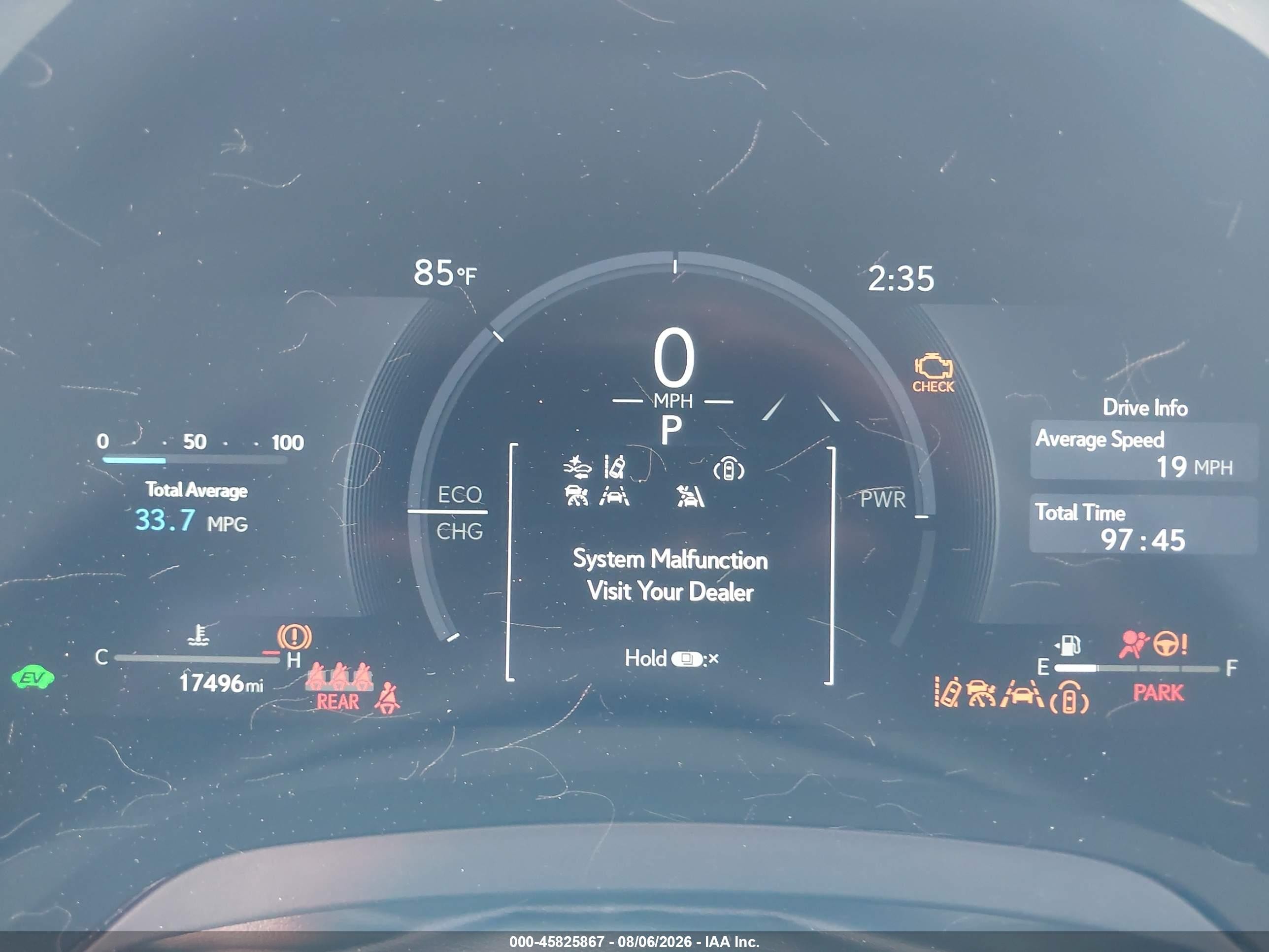2025 Lexus RX 350h VIN 2T2BBMCAXSC087425 IAAI salvage auction — Front End, Salvage (California), sold $19,350 on 2026-08-31 (photo 7)