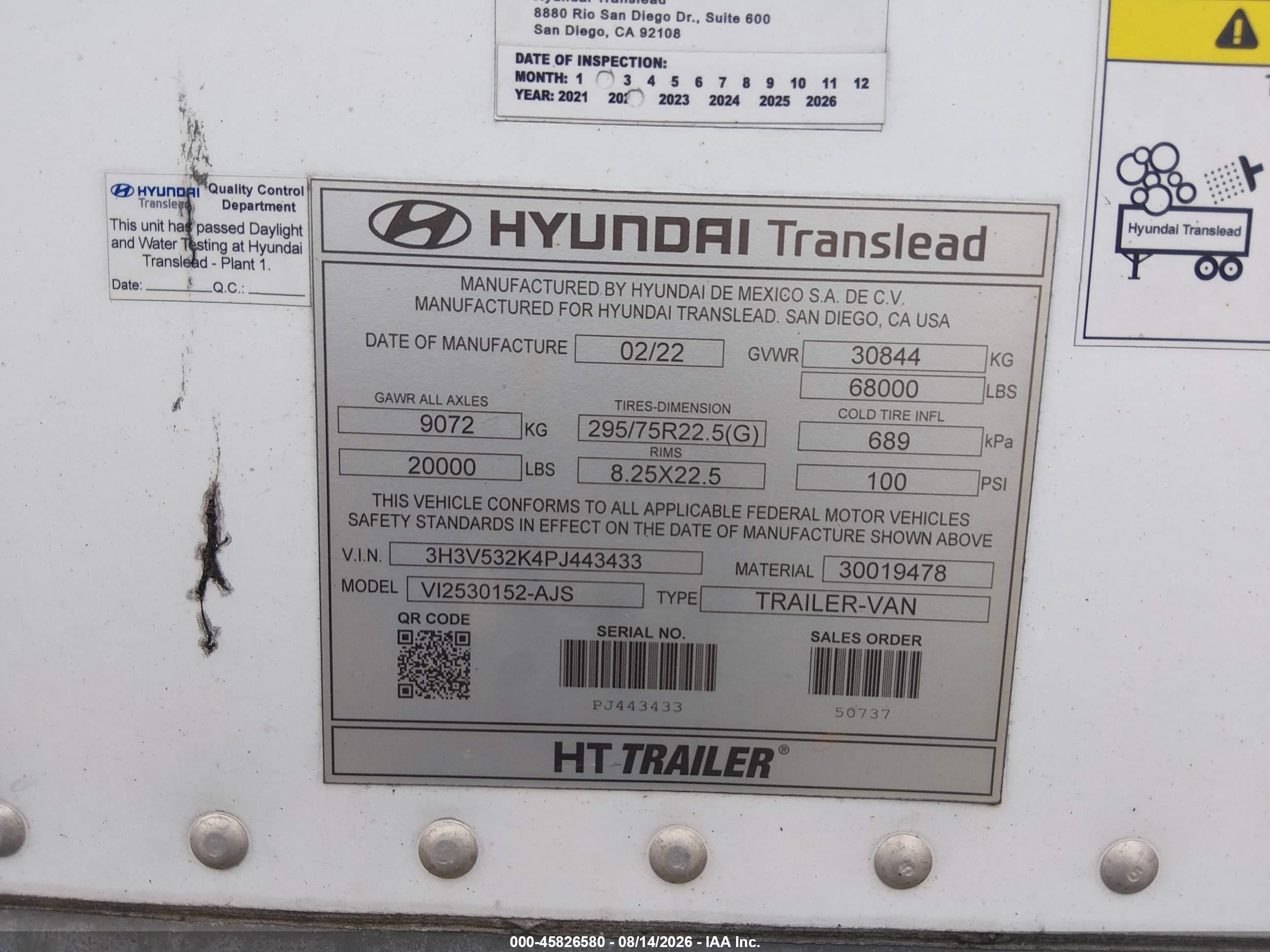2023 Hyundai Translead Inc Unknown VIN 3H3V532K4PJ443433 IAAI salvage auction — Frame Damage, Salvage (Illinois), sold $9,700 on 2026-09-23 (photo 9)