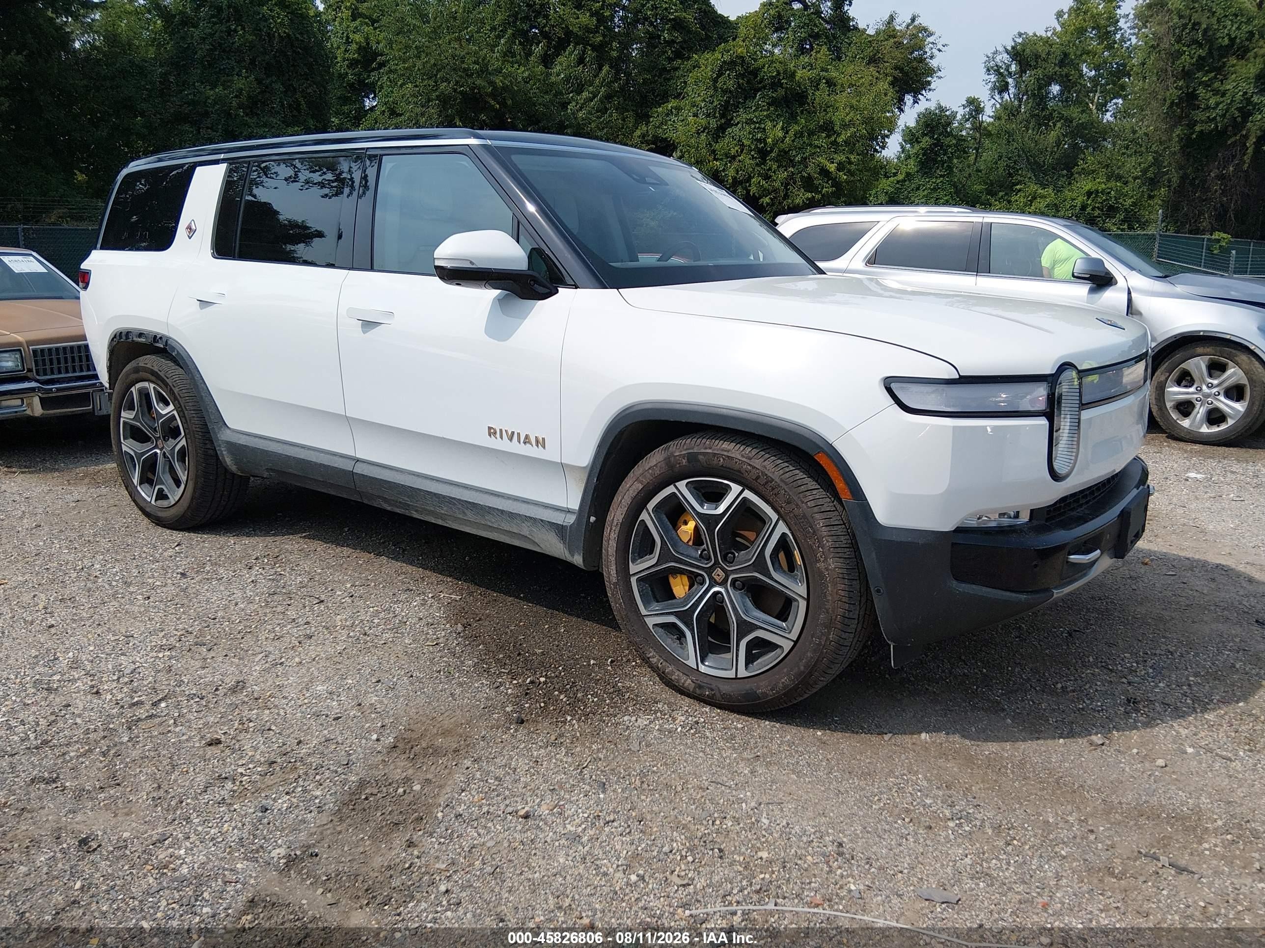 2023 Rivian R1s VIN 7PDSGABL1PN006297 IAAI salvage auction — Rear End, Salvage - Greater Than 75% (Maryland), sold $18,100 on 2026-09-30 (photo 1)