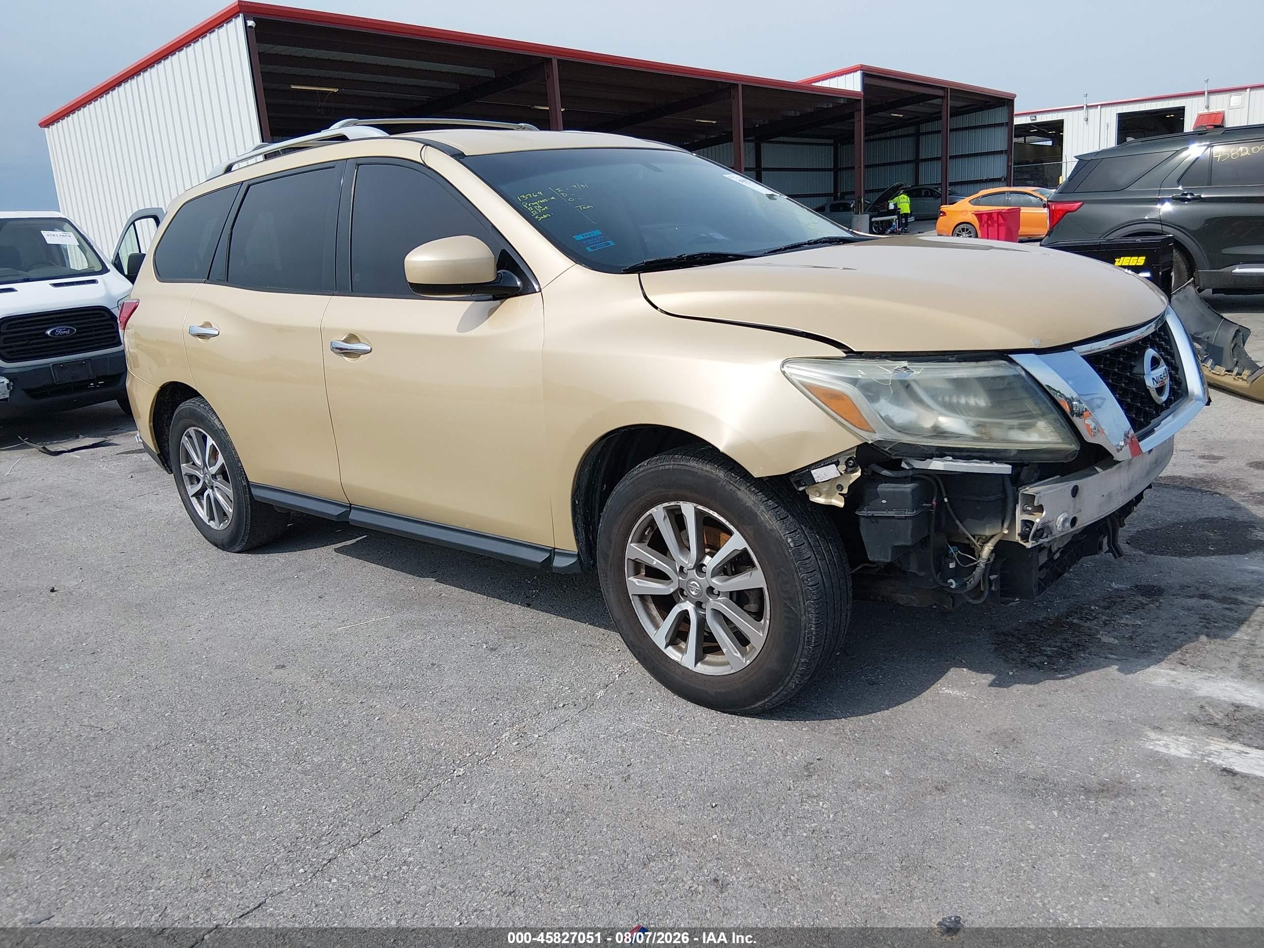 2013 Nissan Pathfinder VIN 5N1AR2MM5DC611869 IAAI salvage auction — Front End, Salvage (Missouri), sold $600 on 2026-09-04 (photo 1)
