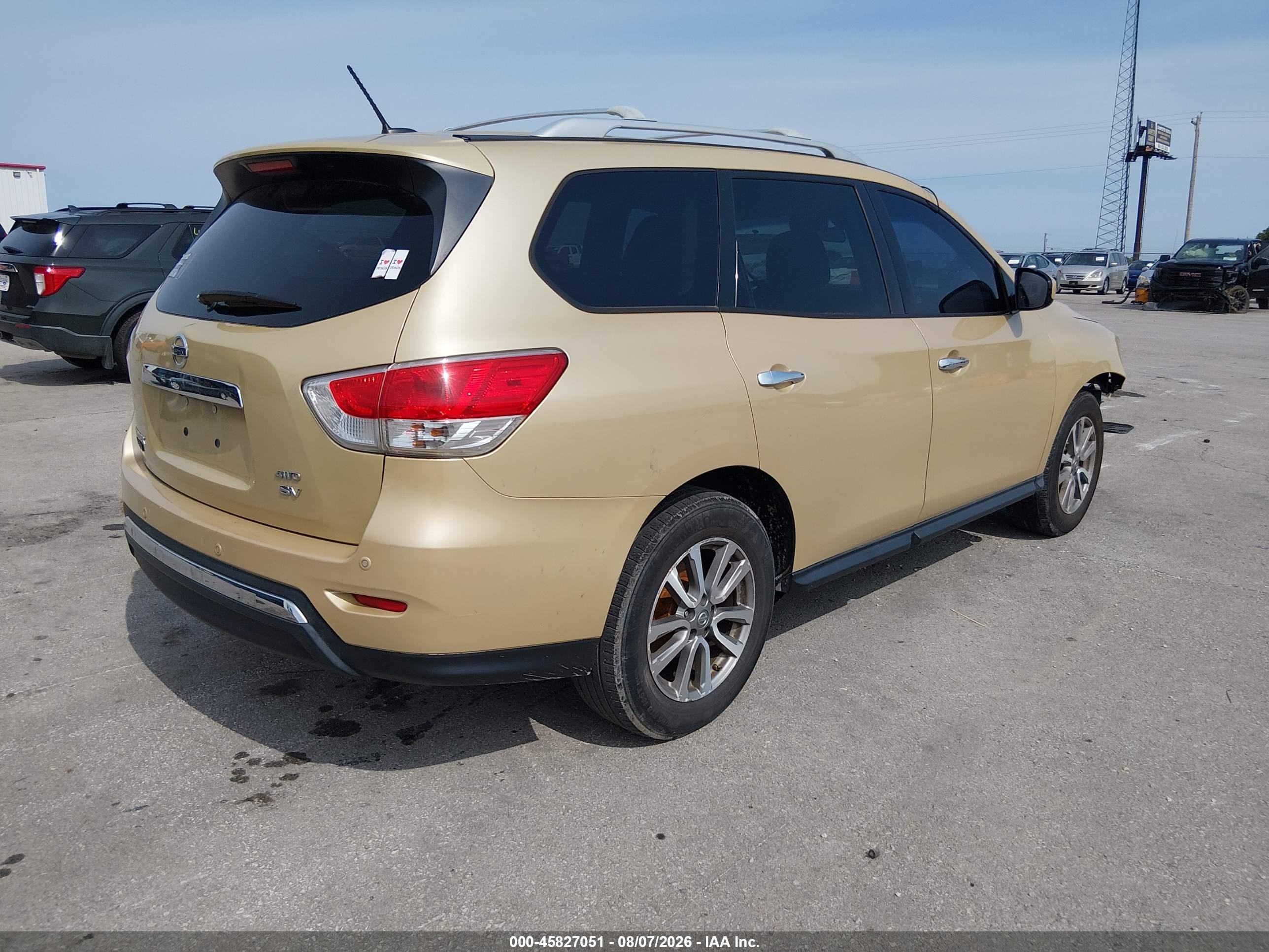 2013 Nissan Pathfinder VIN 5N1AR2MM5DC611869 IAAI salvage auction — Front End, Salvage (Missouri), sold $600 on 2026-09-04 (photo 4)