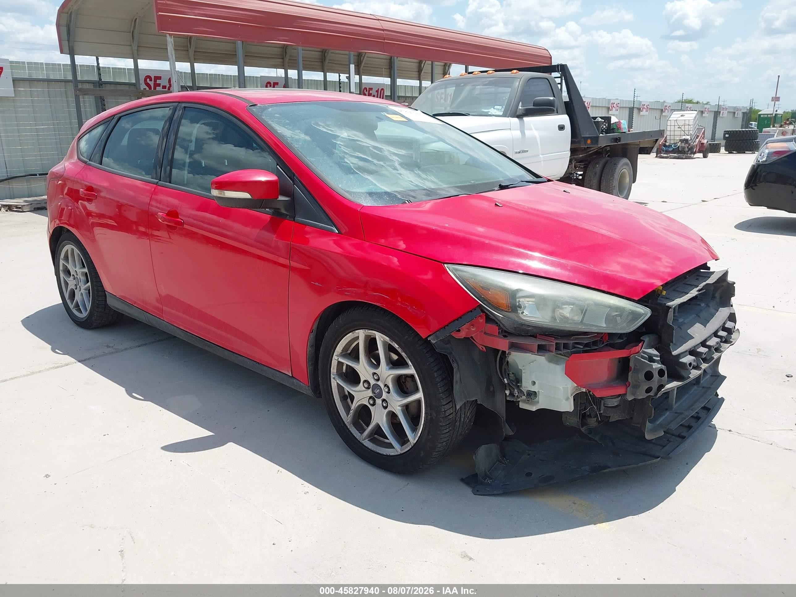 2015 Ford Focus VIN 1FADP3K22FL290123 IAAI salvage auction — Front End, Original (Texas), sold $1,300 on 2026-09-26 (photo 1)