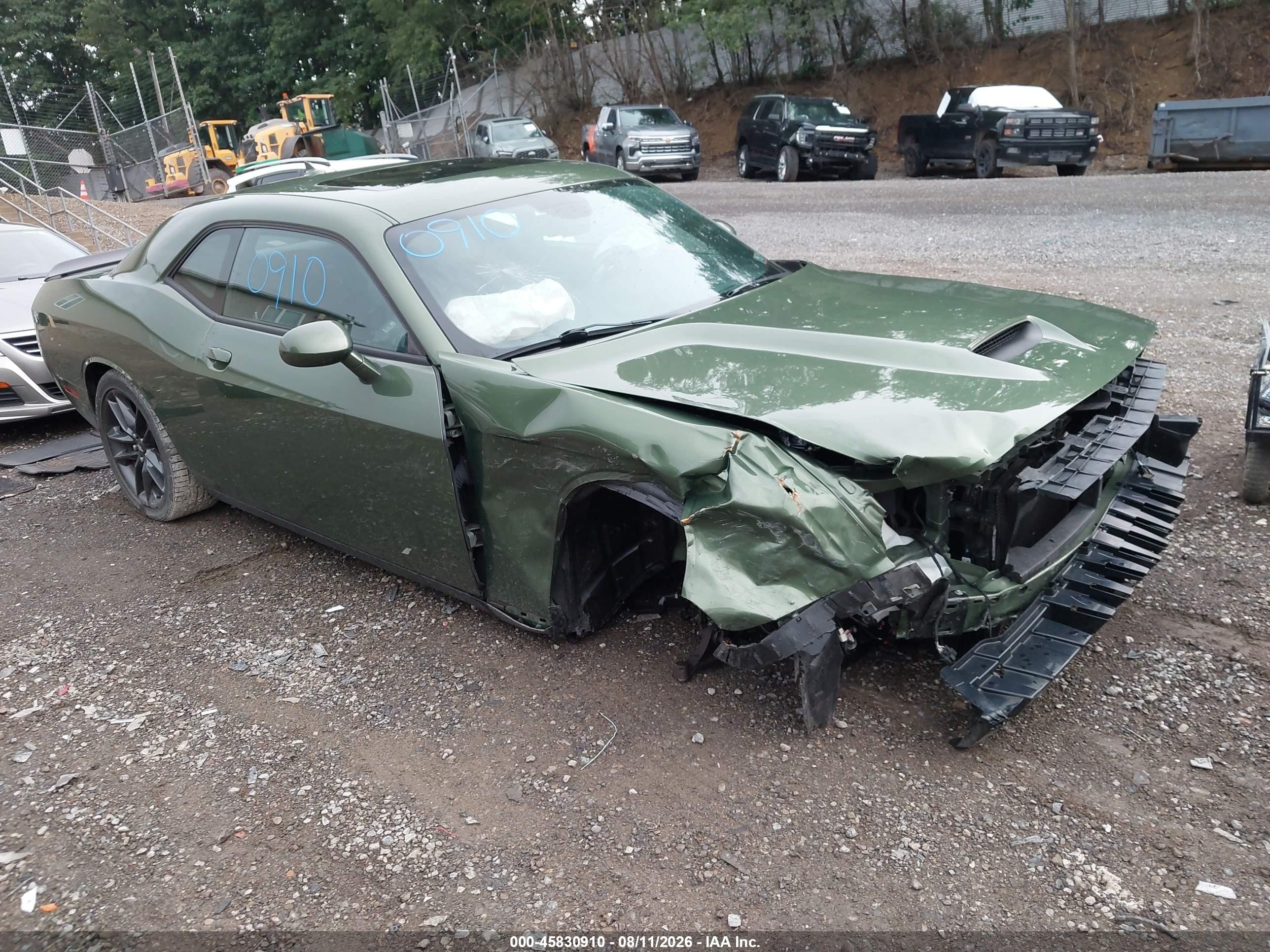 2021 Dodge Challenger VIN 2C3CDZKG3MH560892 IAAI salvage auction — Front End, Salvage (Pennsylvania), sold $3,650 on 2026-09-11 (photo 1)