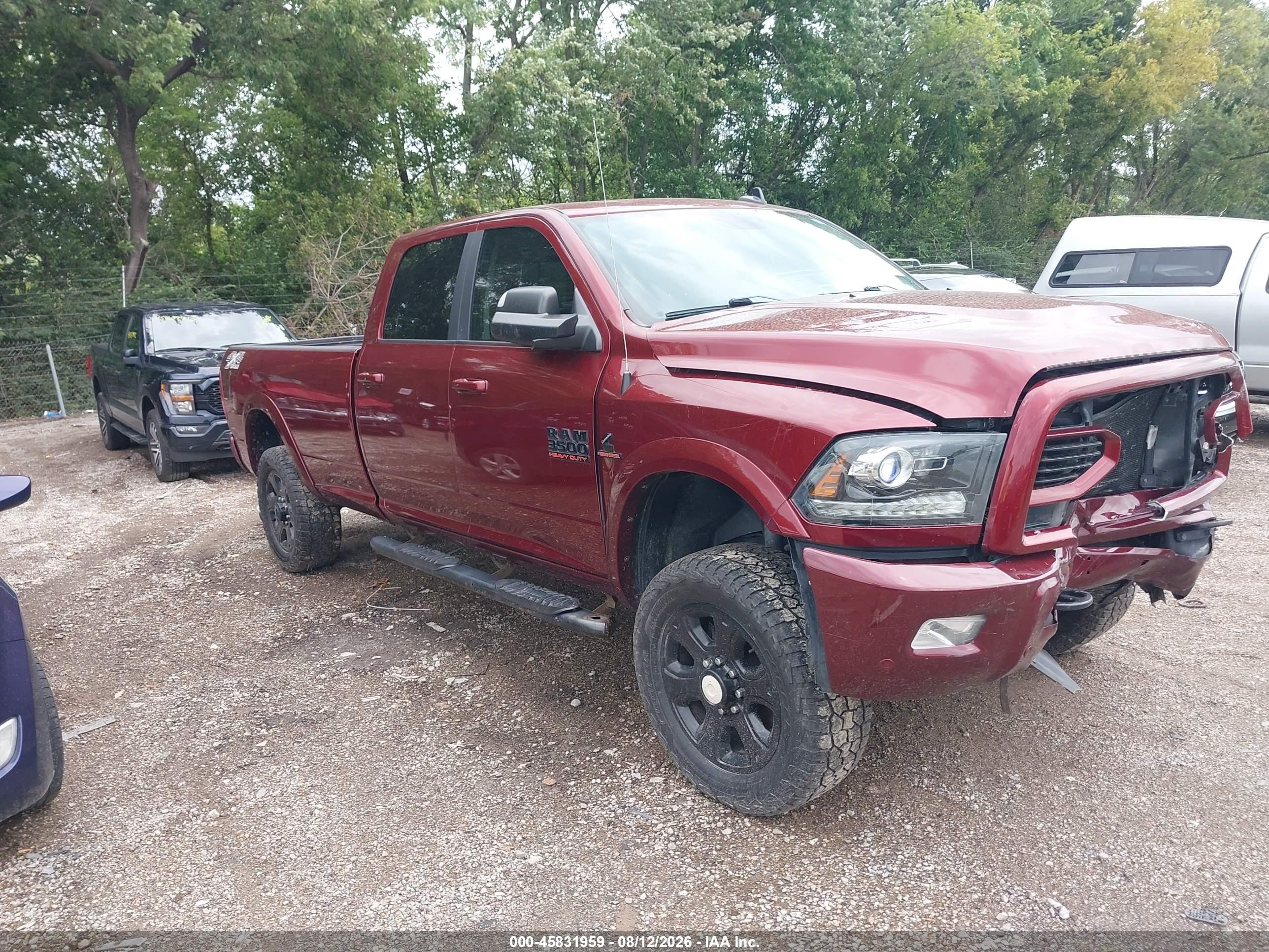 2018 Ram 3500 VIN 3C63R3JL5JG310999 IAAI salvage auction — Front End, Clear (Indiana), sold $6,400 on 2026-09-09 (photo 1)