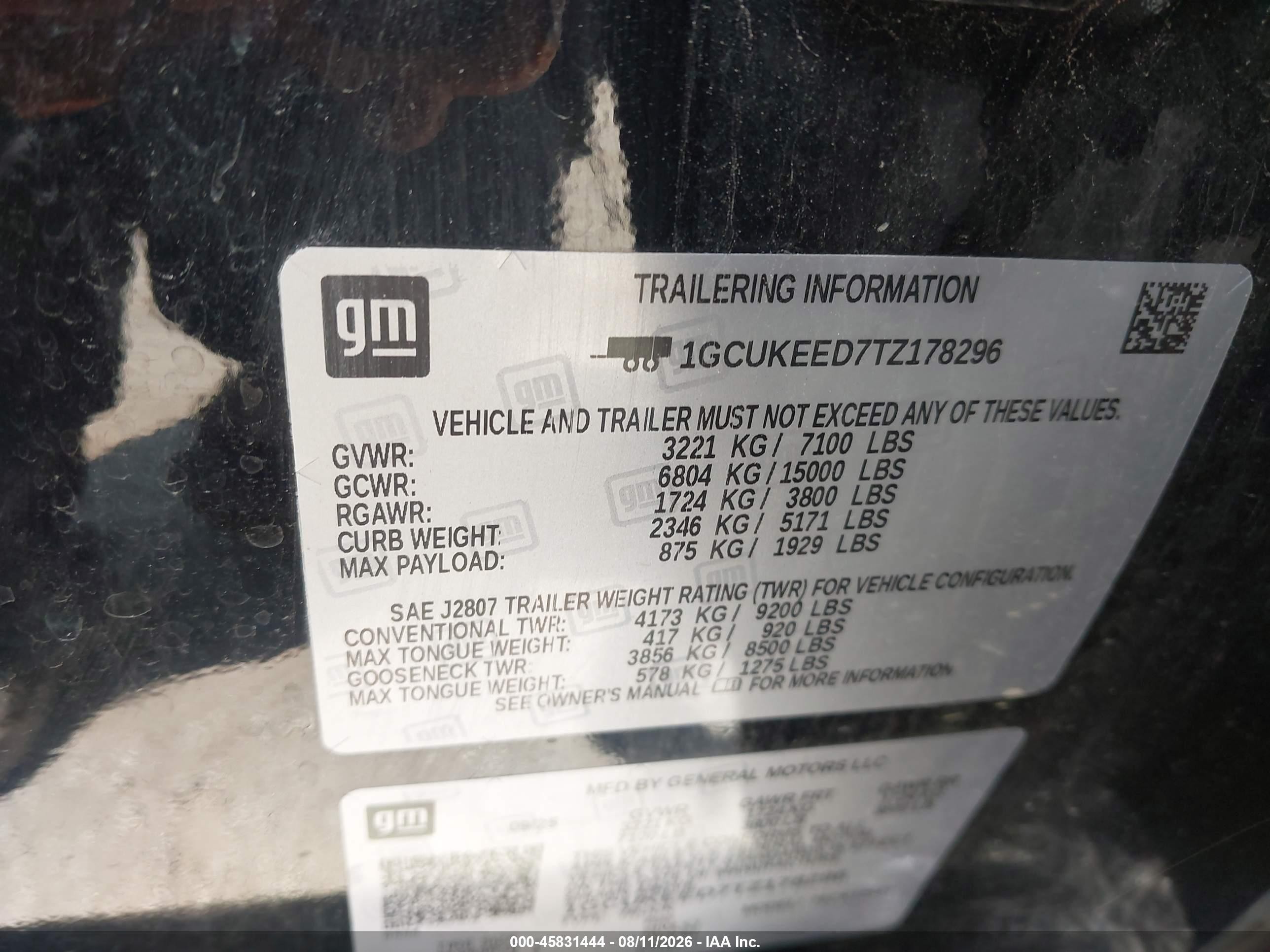 2026 Chevrolet Silverado 1500 VIN 1GCUKEED7TZ178296 IAAI salvage auction — Front End, Enterprise Vehicles Clear Only (Kansas), sold $34,500 on 2026-08-12 (photo 9)
