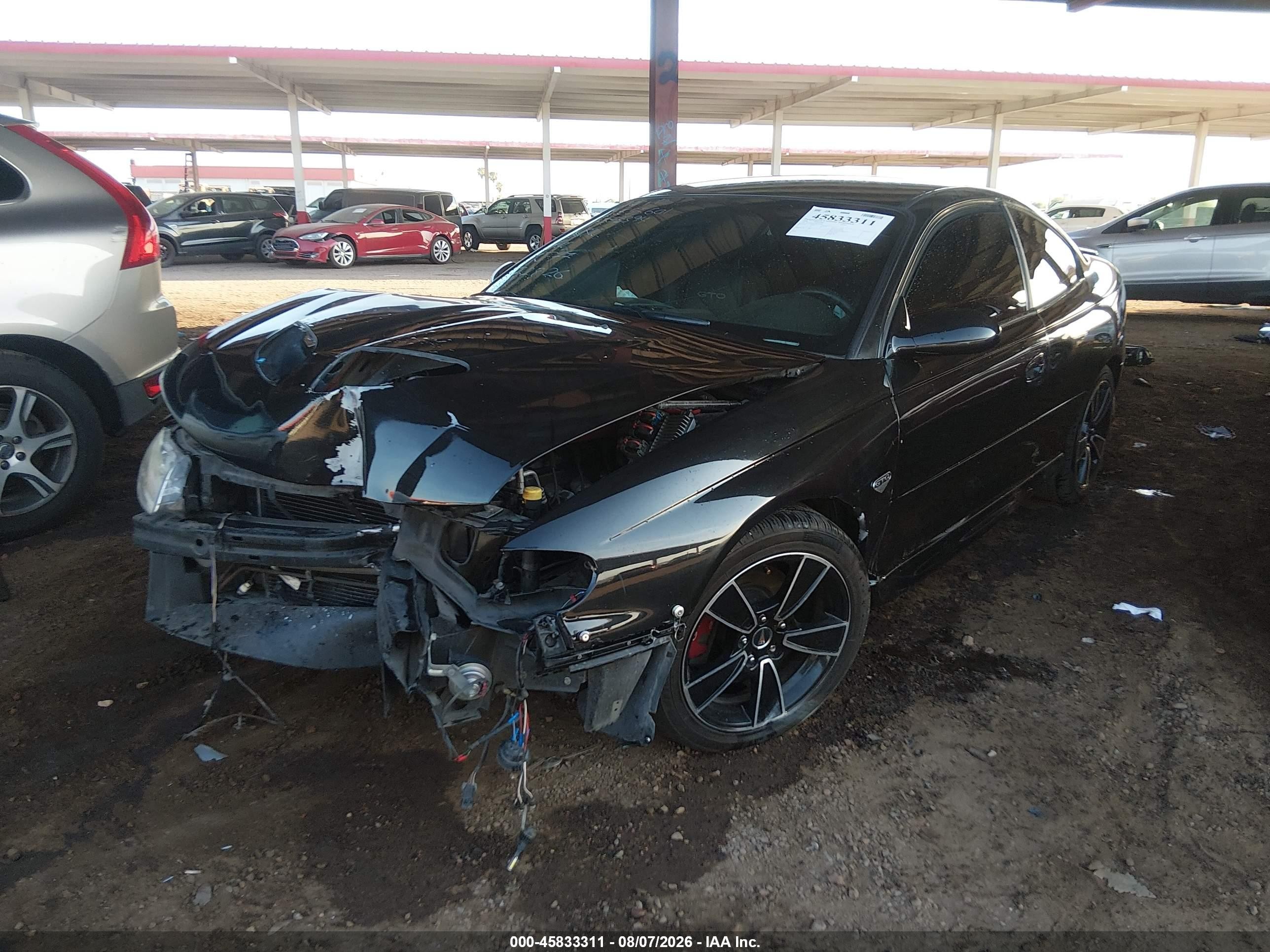 2006 Pontiac GTO VIN 6G2VX12U76L555601 IAAI salvage auction — Front End, Wait Title, sold $2,700 on 2026-09-21 (photo 2)