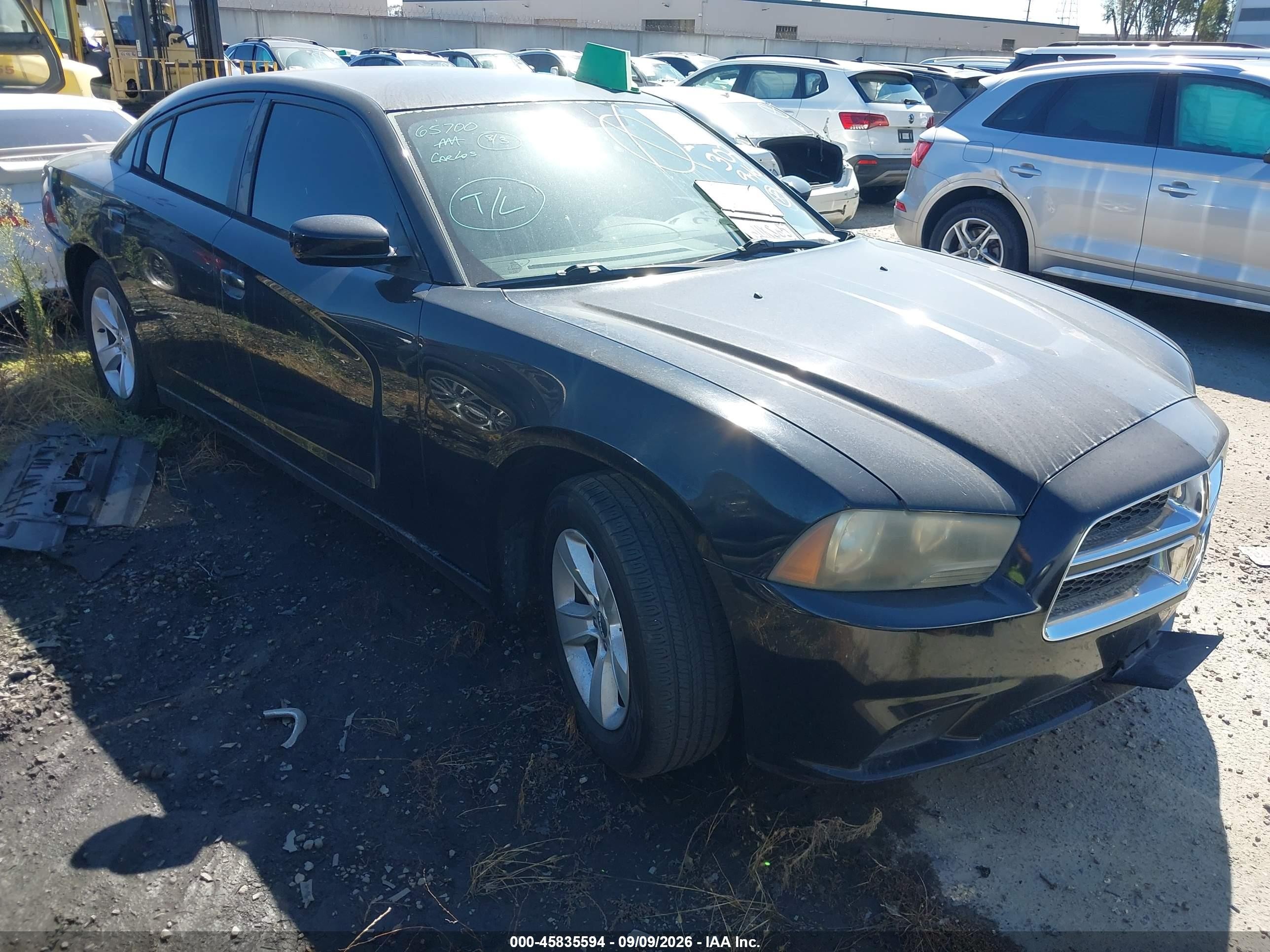 2012 Dodge Charger VIN 2C3CDXBG3CH211864 IAAI salvage auction — Rear End, Salvage Certificate (California), sold $850 on 2026-09-11 (photo 1)