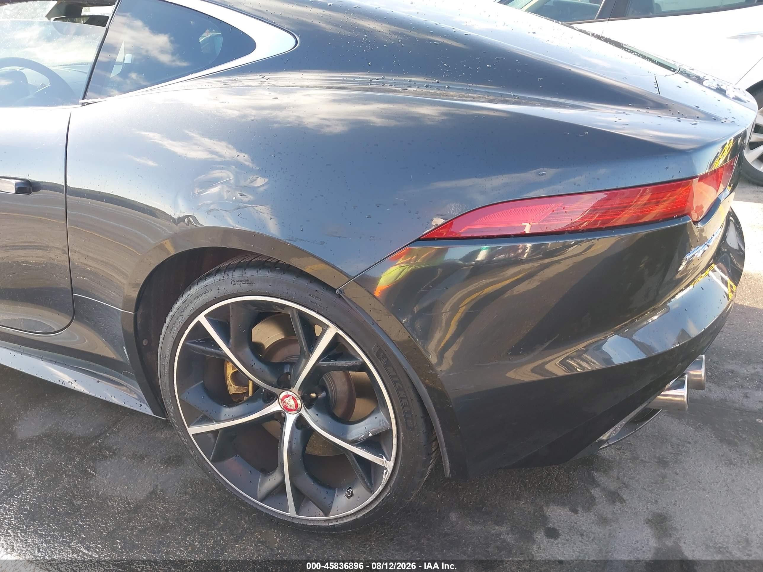 2015 Jaguar F-Type VIN SAJWA6DA8FMK14119 IAAI salvage auction — Rear End, Original (Texas), sold $17,600 on 2026-09-23 (photo 6)