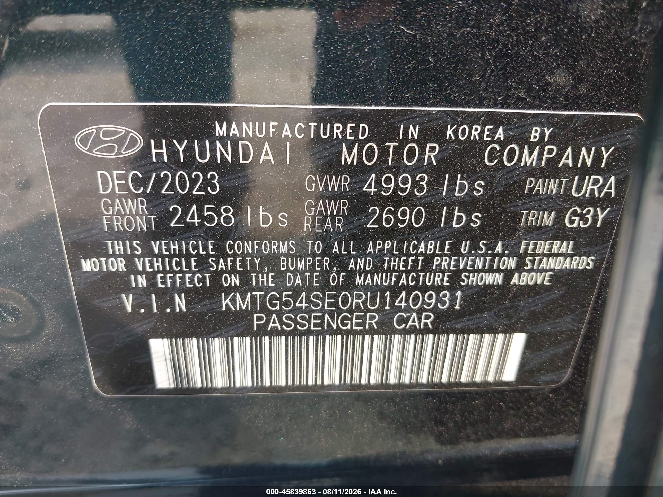 2024 Genesis G70 VIN KMTG54SE0RU140931 IAAI salvage auction — Rear End, Salvage (Montana), sold $13,600 on 2026-09-19 (photo 9)