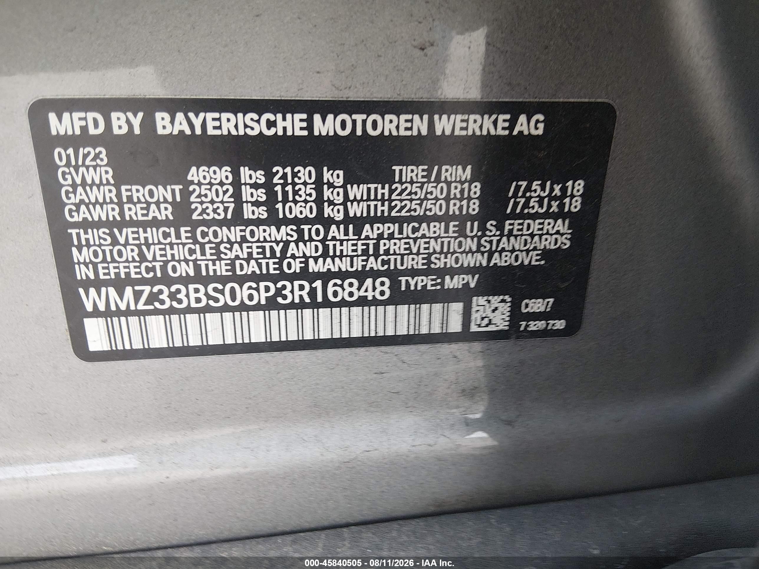 2023 Mini Countryman VIN WMZ33BS06P3R16848 IAAI salvage auction — Unknown, Salvage (Arkansas), sold $9,000 on 2026-09-12 (photo 9)