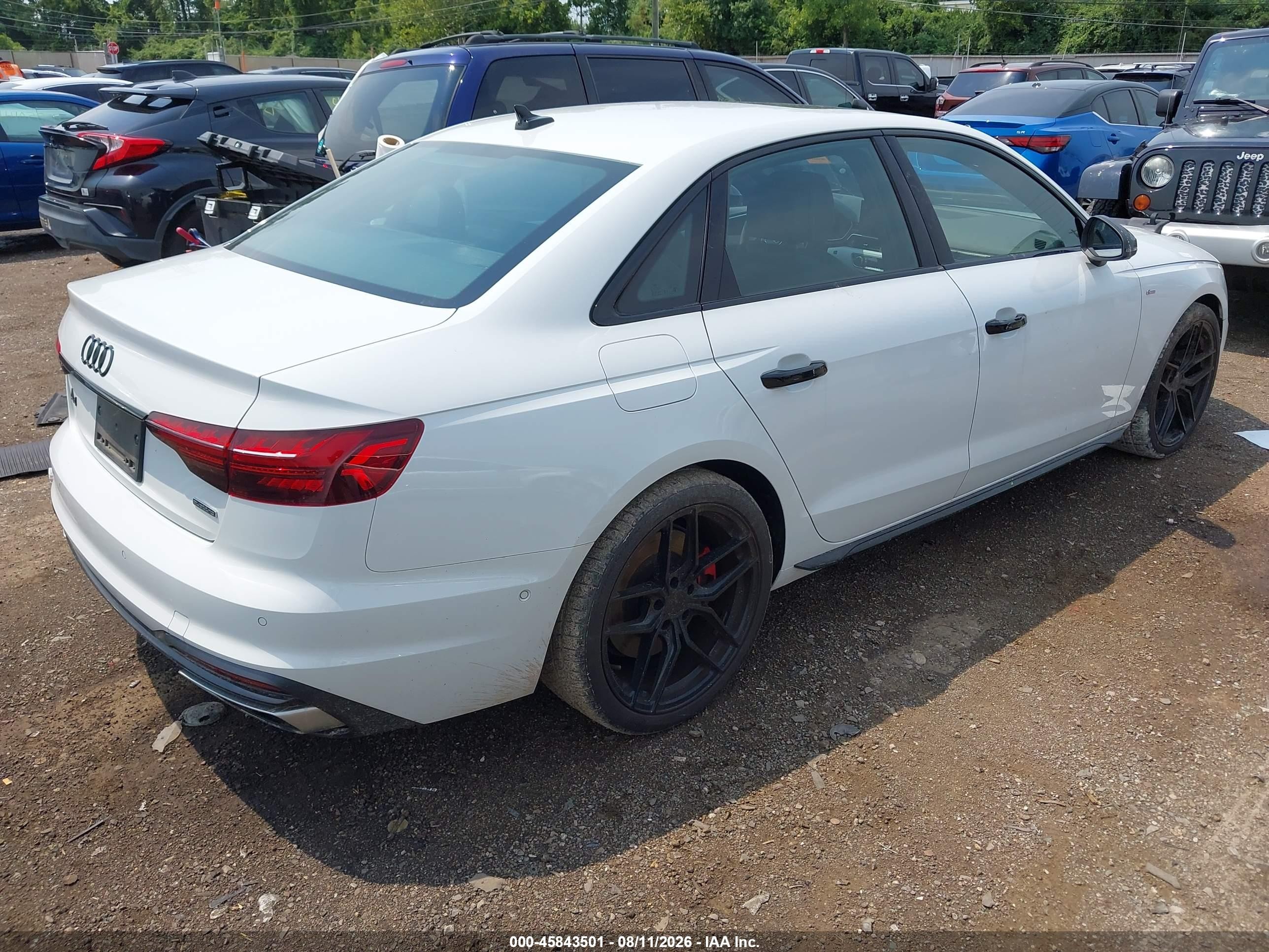2022 Audi A4 VIN WAUFAAF48NA045449 IAAI salvage auction — Side, Salvage (Ohio), sold $13,250 on 2026-09-16 (photo 4)