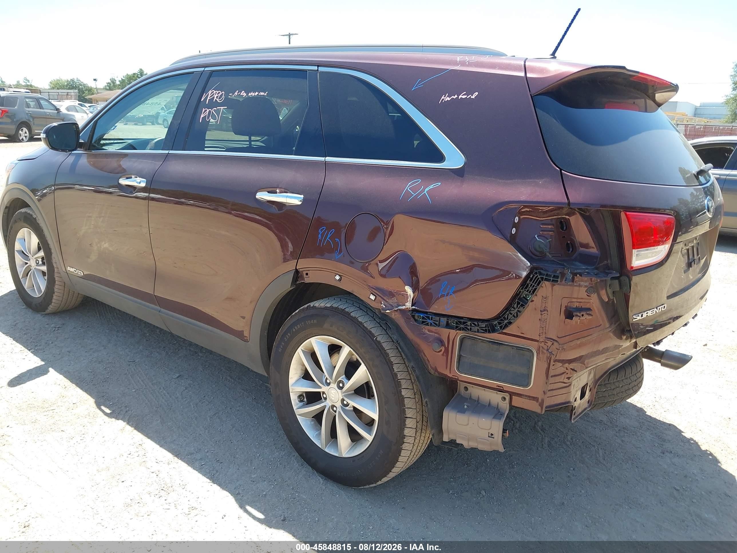 2018 Kia Sorento VIN 5XYPGDA55JG347721 IAAI salvage auction — Rear End, Salvage (Texas), sold $3,200 on 2026-10-10 (photo 3)