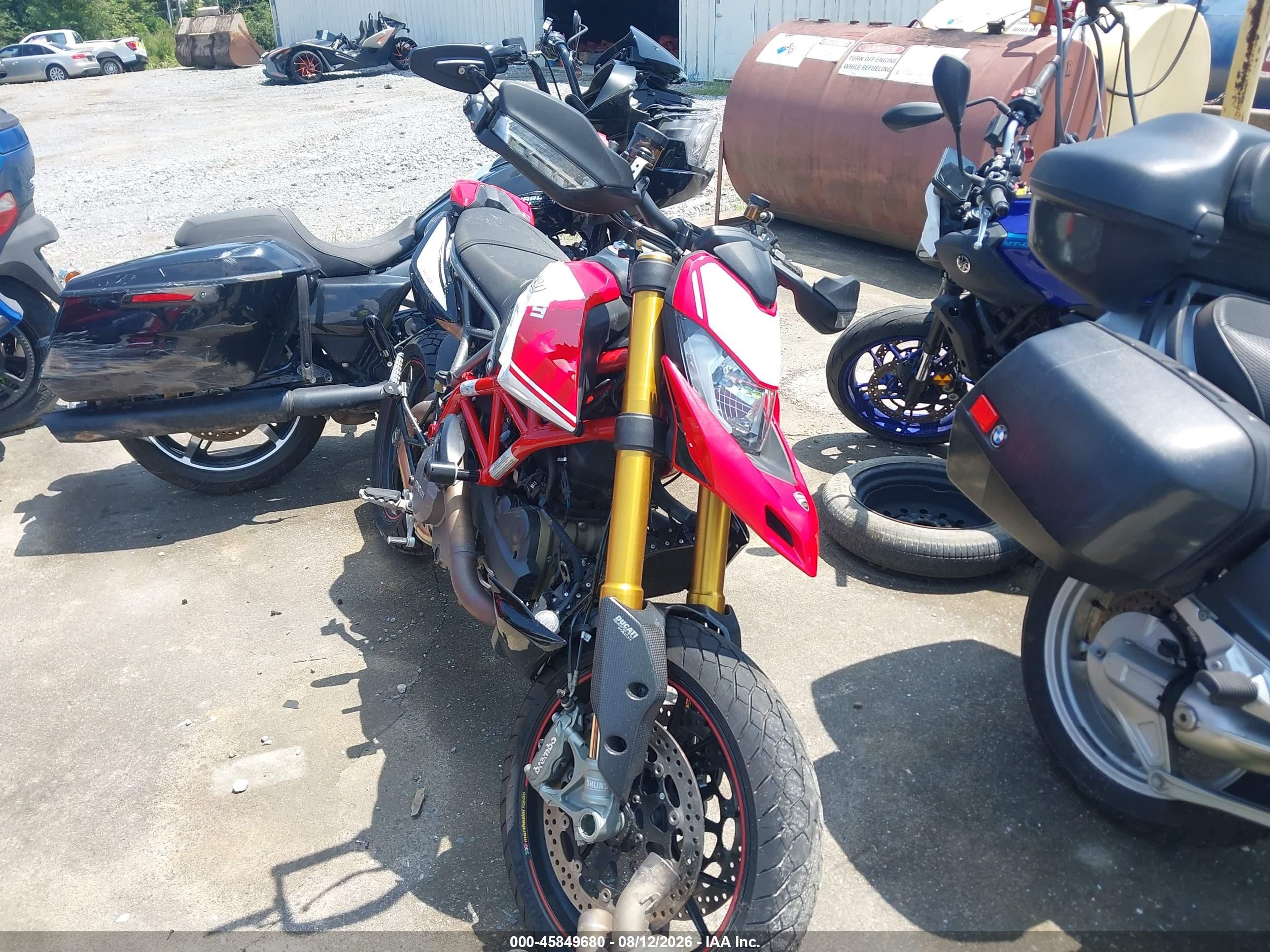 2019 Ducati Hypermotard VIN ZDMBAJDT6KB002704 IAAI salvage auction — Front End, Salvage (Georgia), sold $4,100 on 2026-09-09 (photo 1)