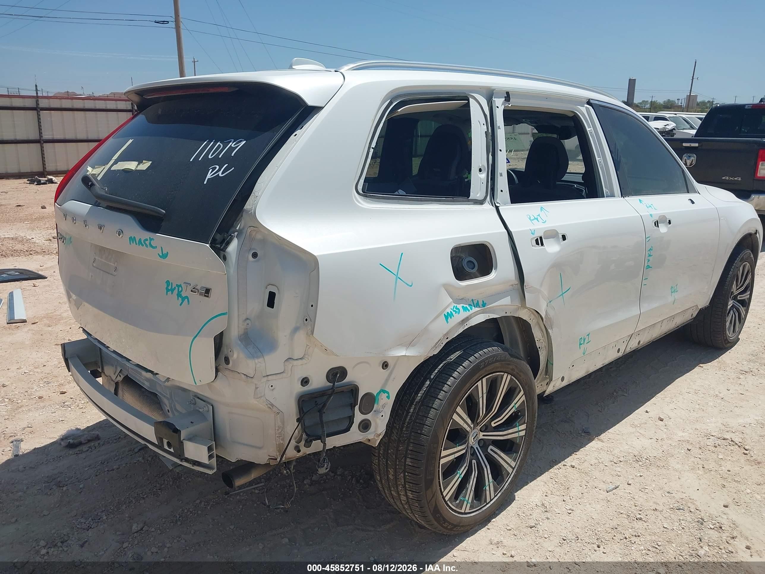 2020 Volvo Xc90 VIN YV4A22PL3L1575134 IAAI salvage auction — Side, Original (Texas), sold $7,600 on 2026-09-25 (photo 6)