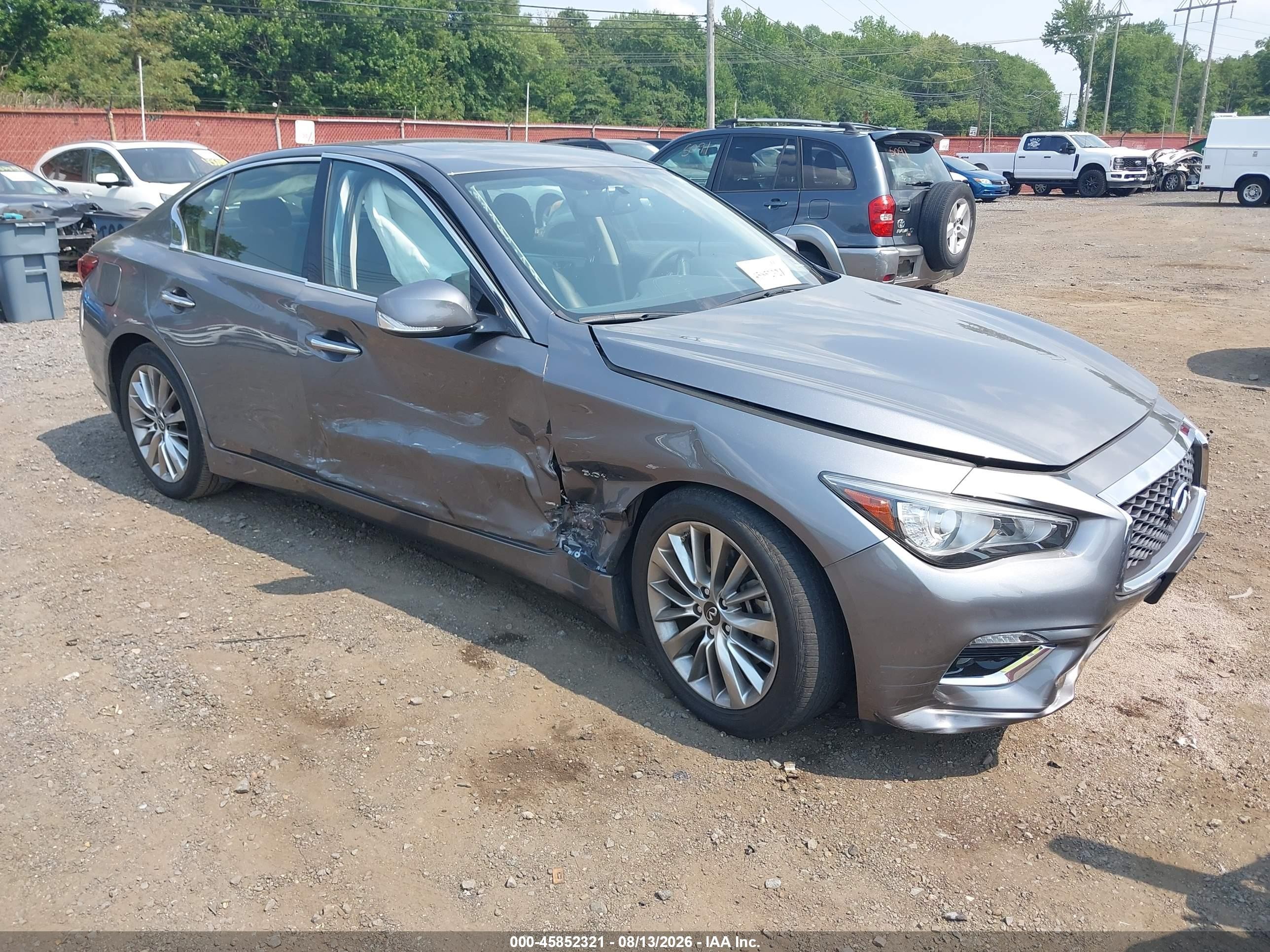 2019 Infiniti Q50 VIN JN1EV7AR4KM593101 IAAI salvage auction — Side, Salvage (Idaho), sold $4,950 on 2026-09-15 (photo 1)