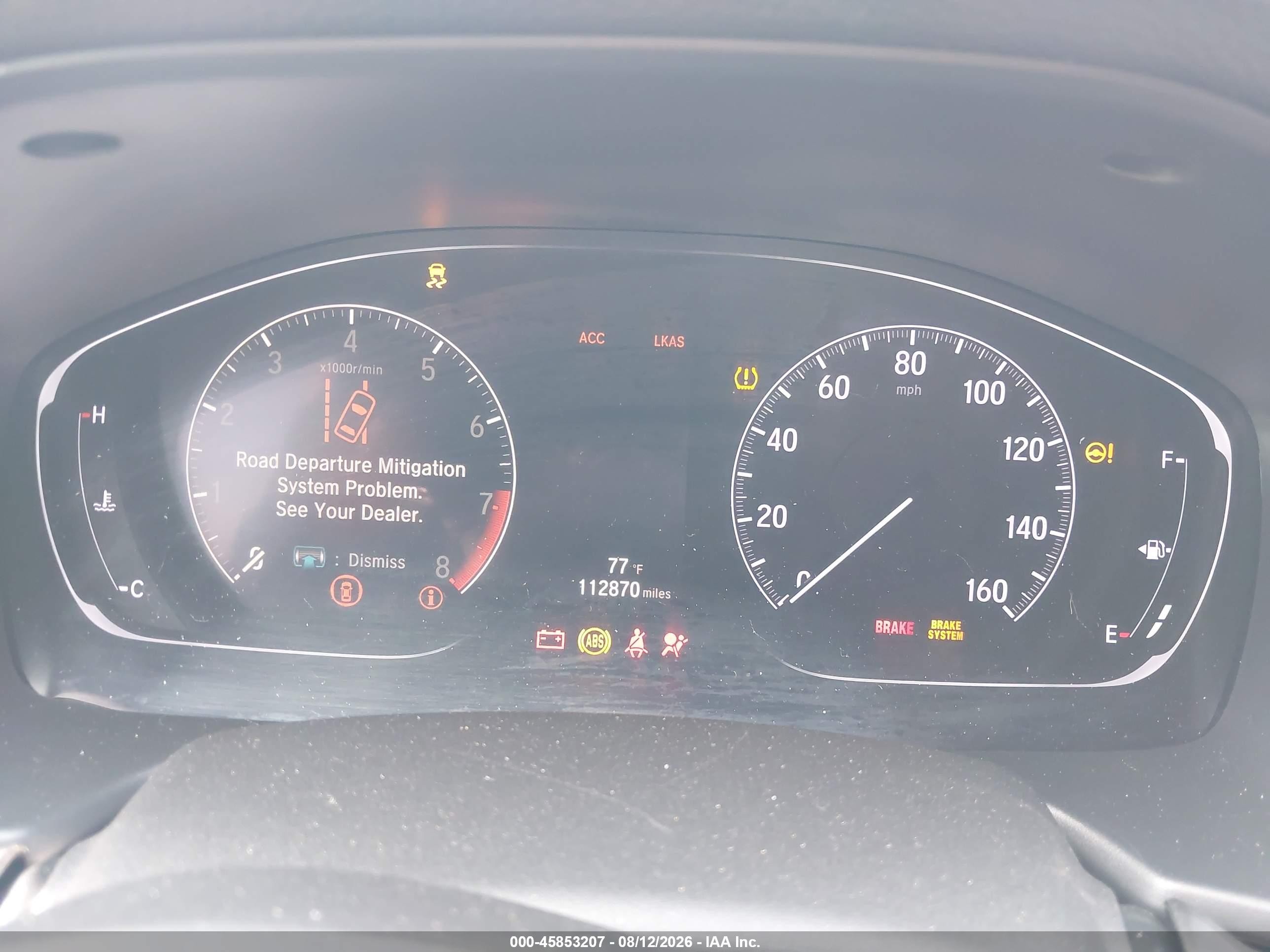 2019 Honda Accord VIN 1HGCV2F36KA016830 IAAI salvage auction — Front End, Salvage Certificate (California), sold $3,000 on 2026-09-12 (photo 7)