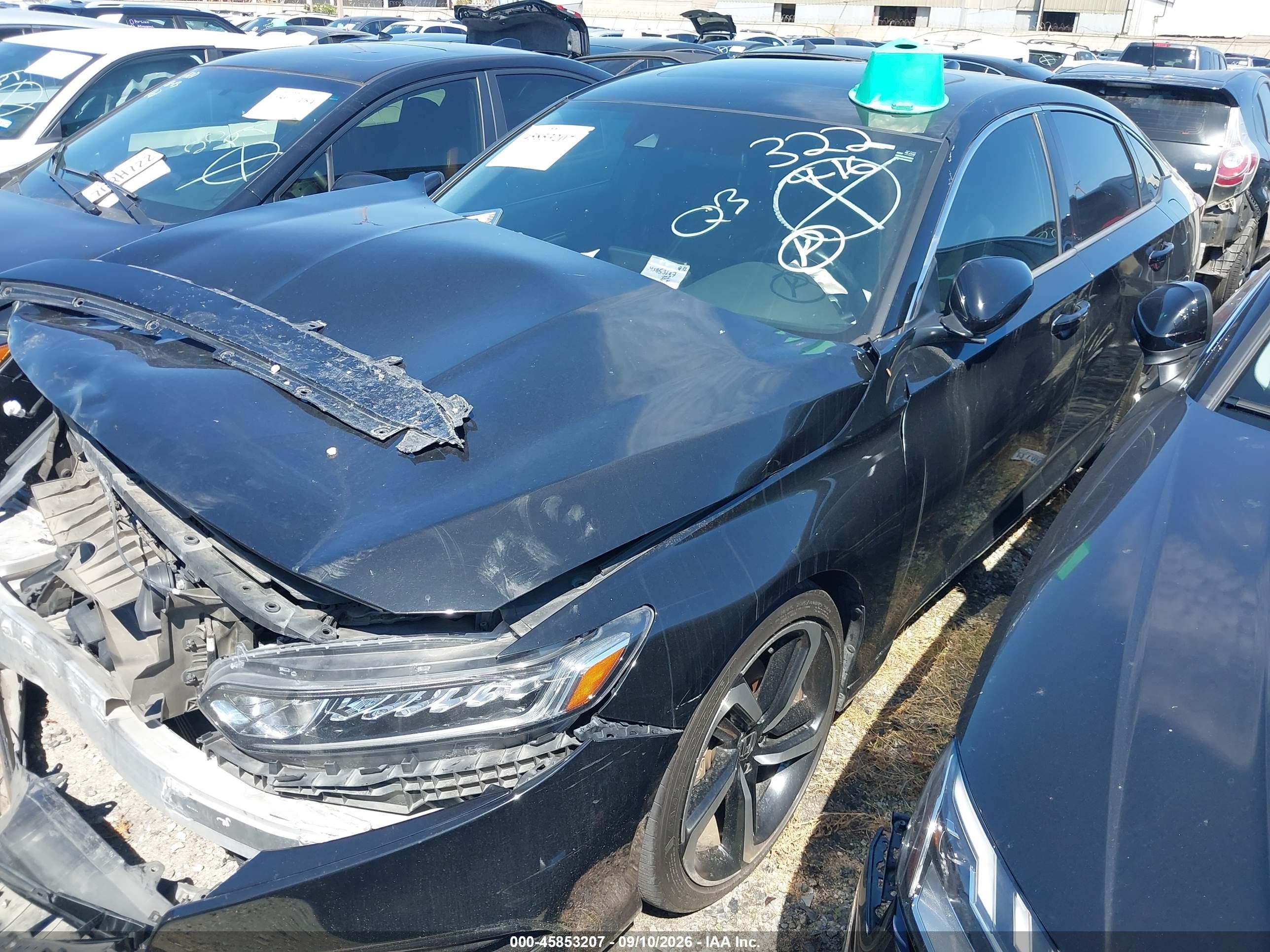 2019 Honda Accord VIN 1HGCV2F36KA016830 IAAI salvage auction — Front End, Salvage Certificate (California), sold $3,000 on 2026-09-12 (photo 2)