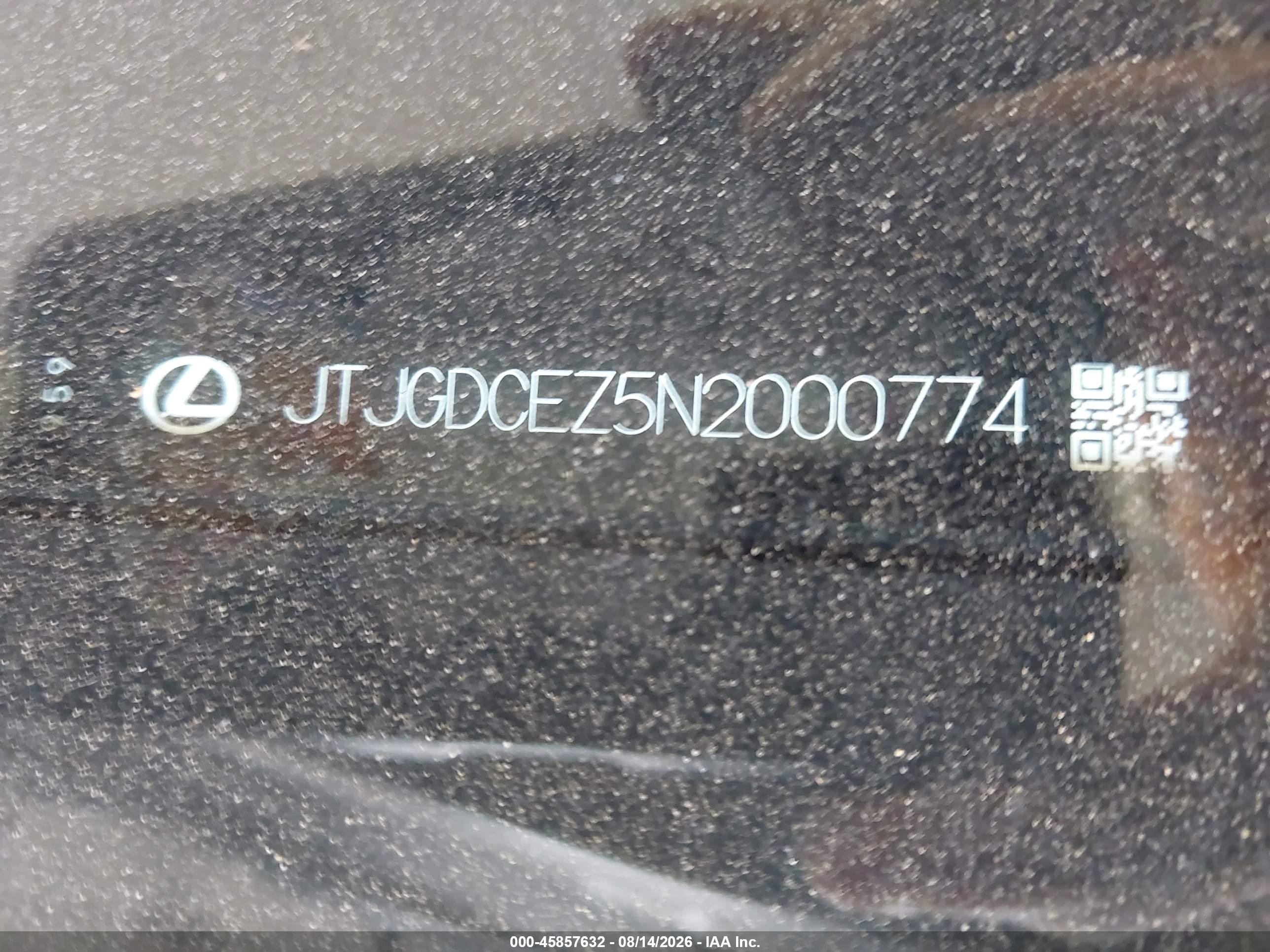 2022 Lexus NX 250 VIN JTJGDCEZ5N2000774 IAAI salvage auction — Unknown, Clear (Michigan), sold $17,300 on 2026-09-10 (photo 9)