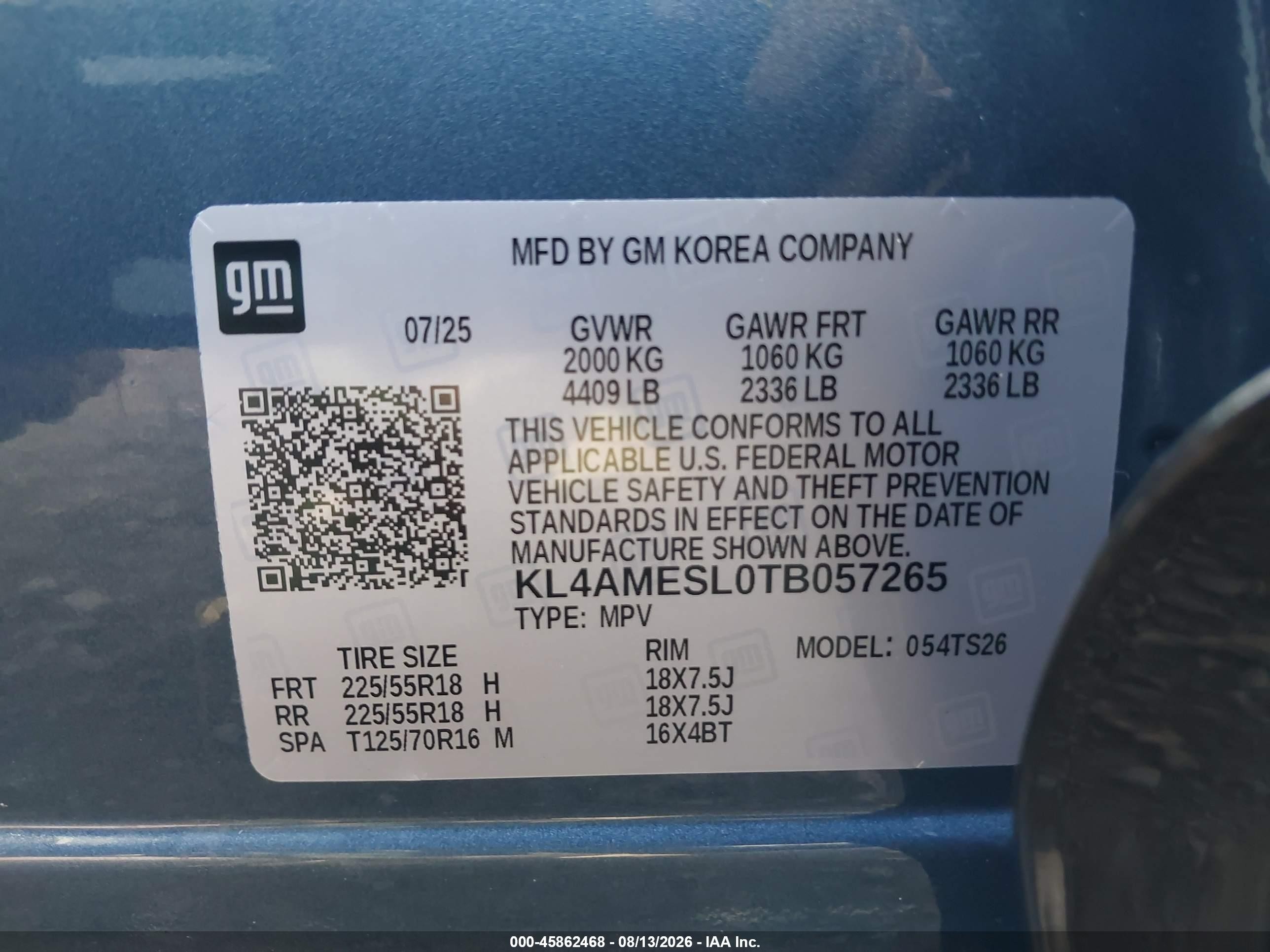 2026 Buick Encore GX VIN KL4AMESL0TB057265 IAAI salvage auction — Front End, Mv-907A (New York), sold $6,700 on 2026-09-12 (photo 9)