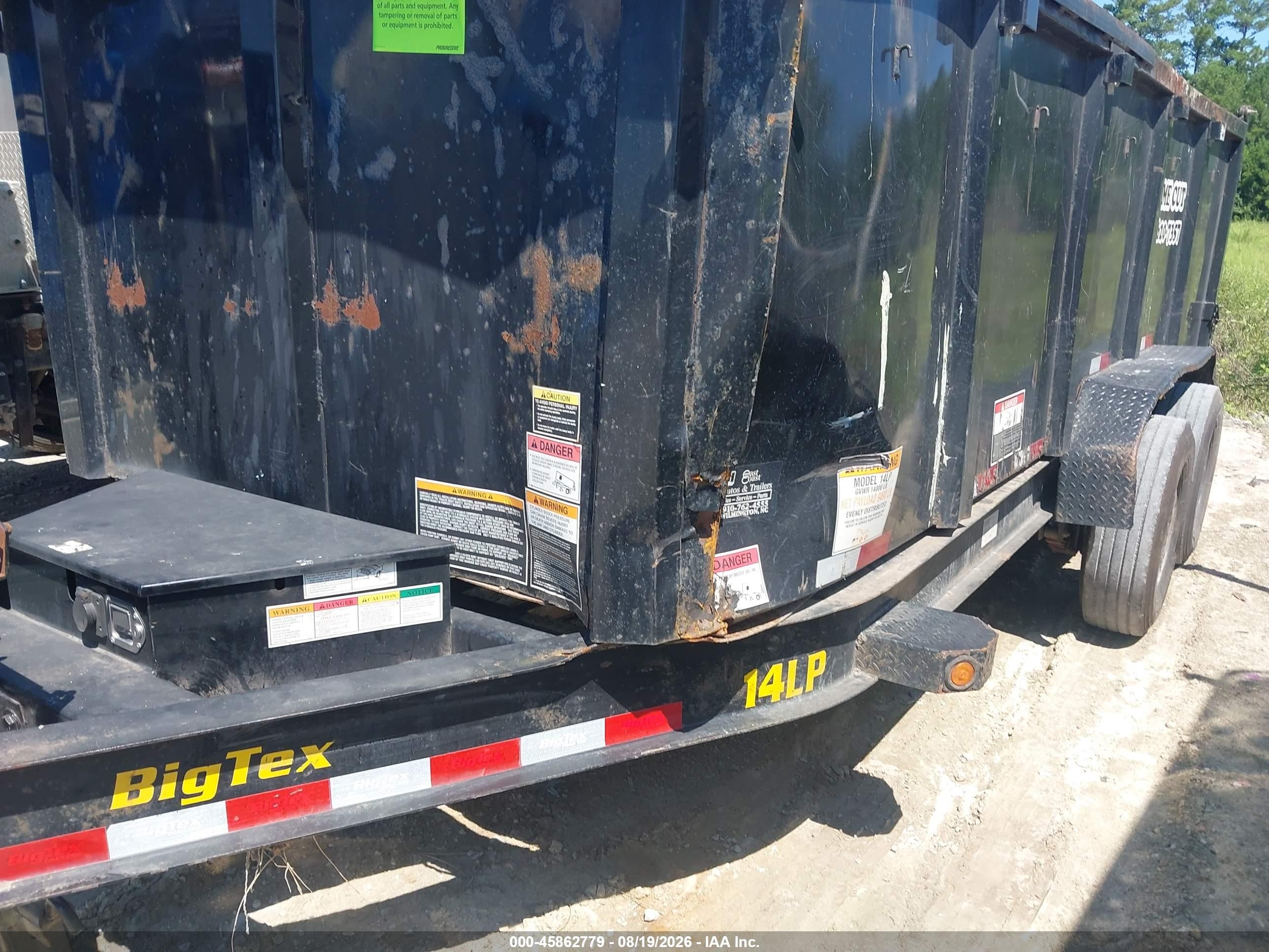 2021 Big Tex Trailer Co Inc Dump Trailer VIN 16V1D2127M5045731 IAAI salvage auction — Unknown, Salvage (North Carolina), sold $8,000 on 2026-09-23 (photo 6)