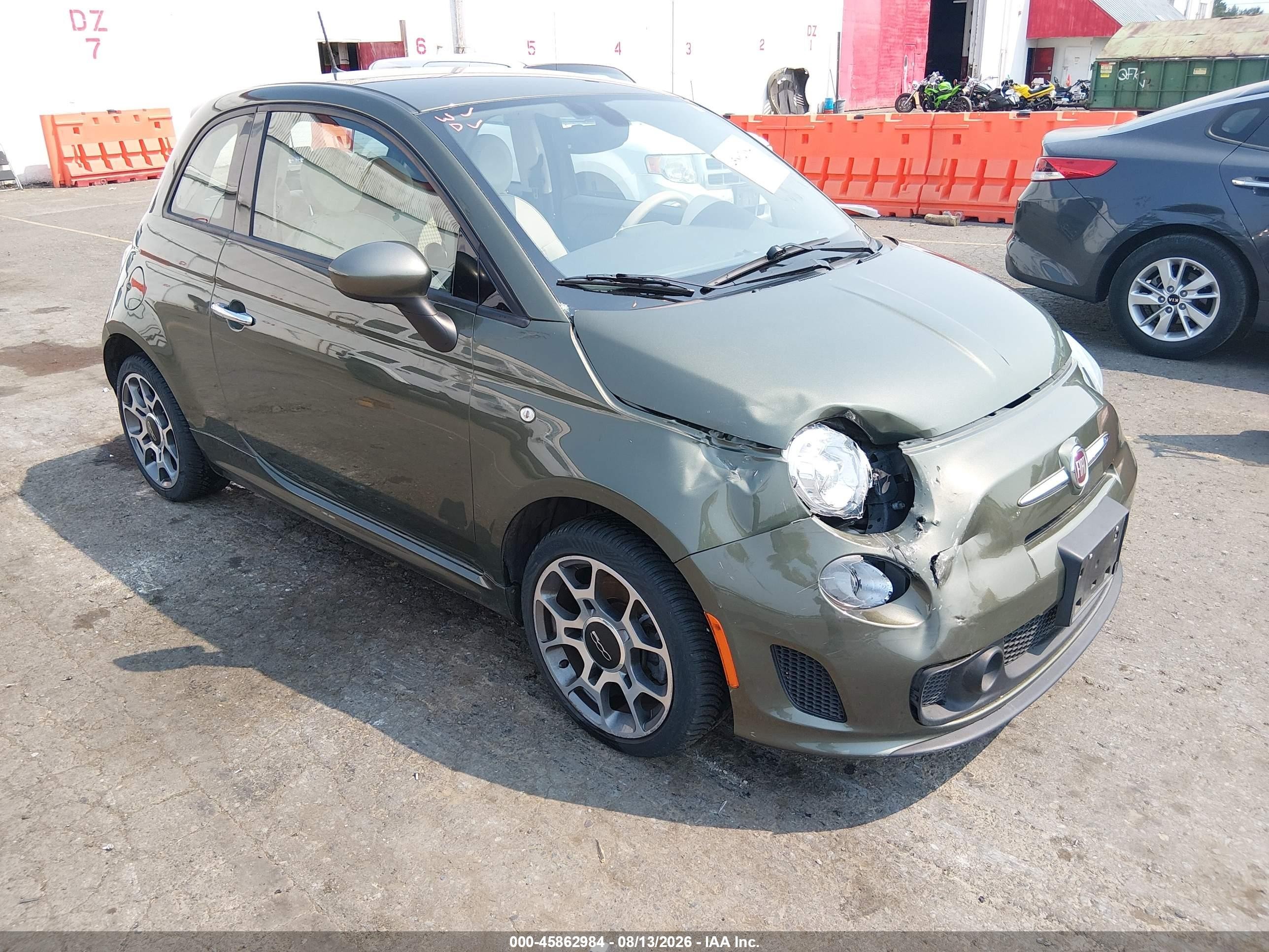 2018 Fiat 500 VIN 3C3CFFKH0JT377678 IAAI salvage auction — Front End, Salvage (Oregon), sold $1,700 on 2026-09-25 (photo 1)