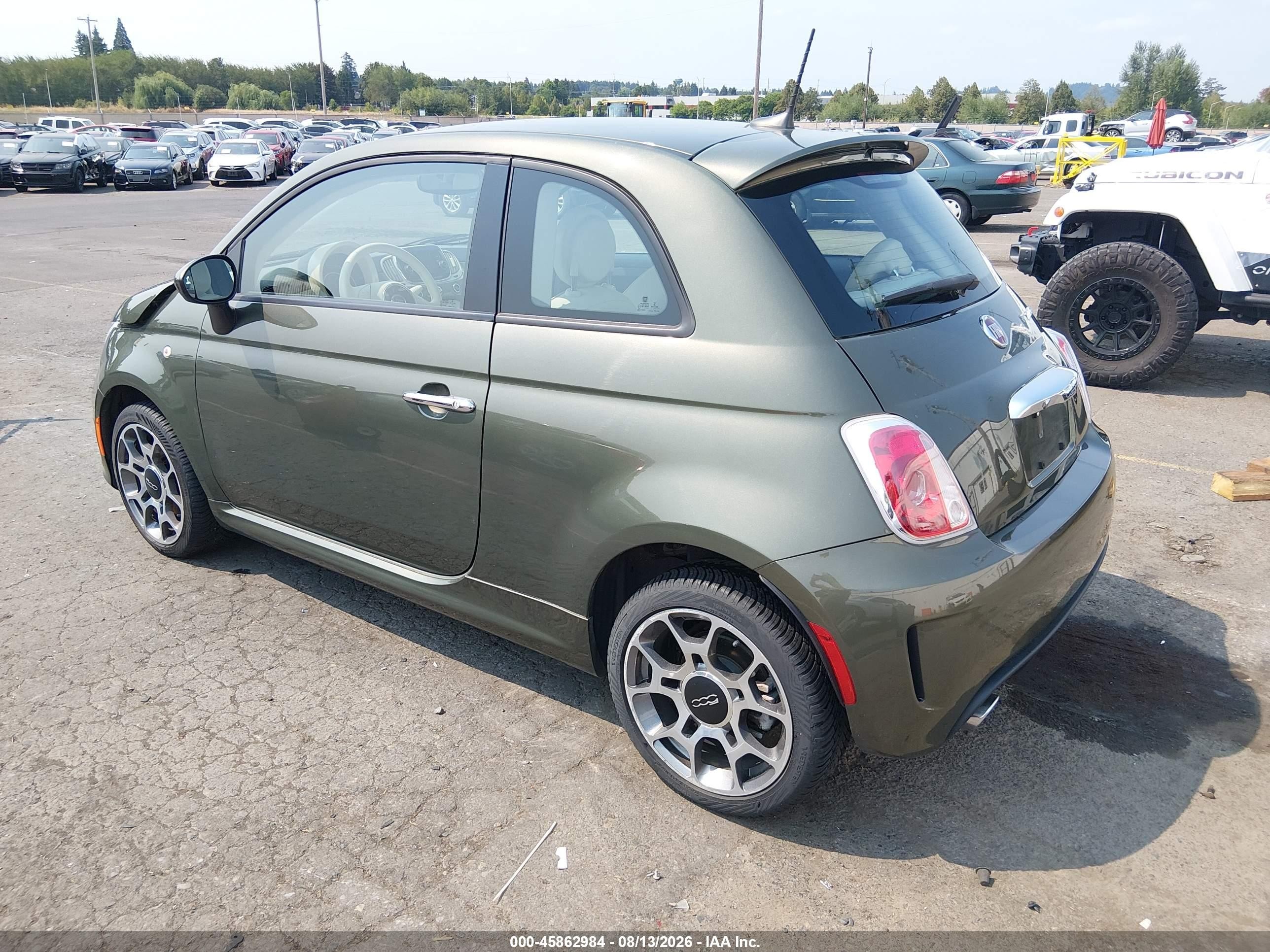 2018 Fiat 500 VIN 3C3CFFKH0JT377678 IAAI salvage auction — Front End, Salvage (Oregon), sold $1,700 on 2026-09-25 (photo 3)