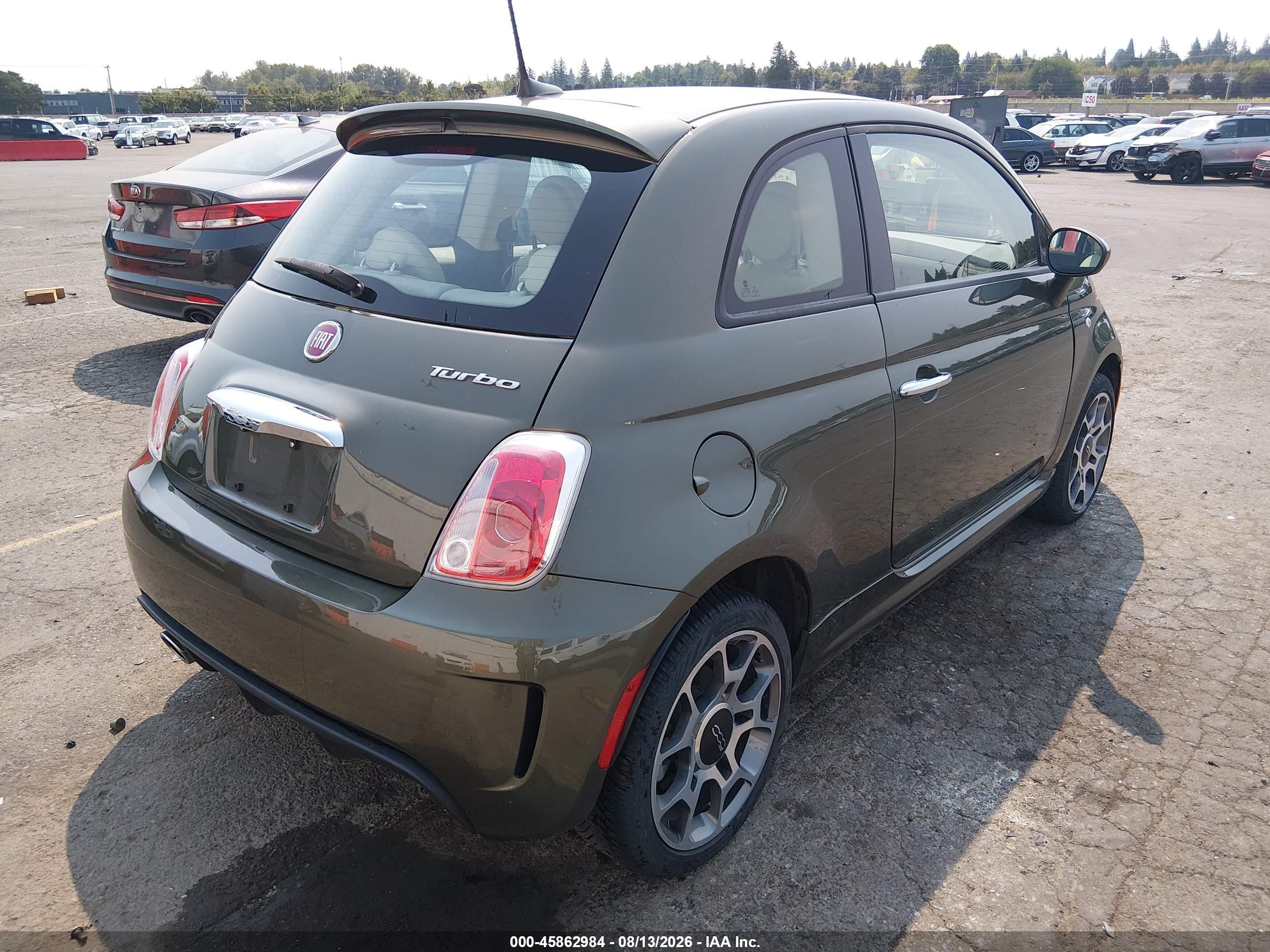 2018 Fiat 500 VIN 3C3CFFKH0JT377678 IAAI salvage auction — Front End, Salvage (Oregon), sold $1,700 on 2026-09-25 (photo 4)