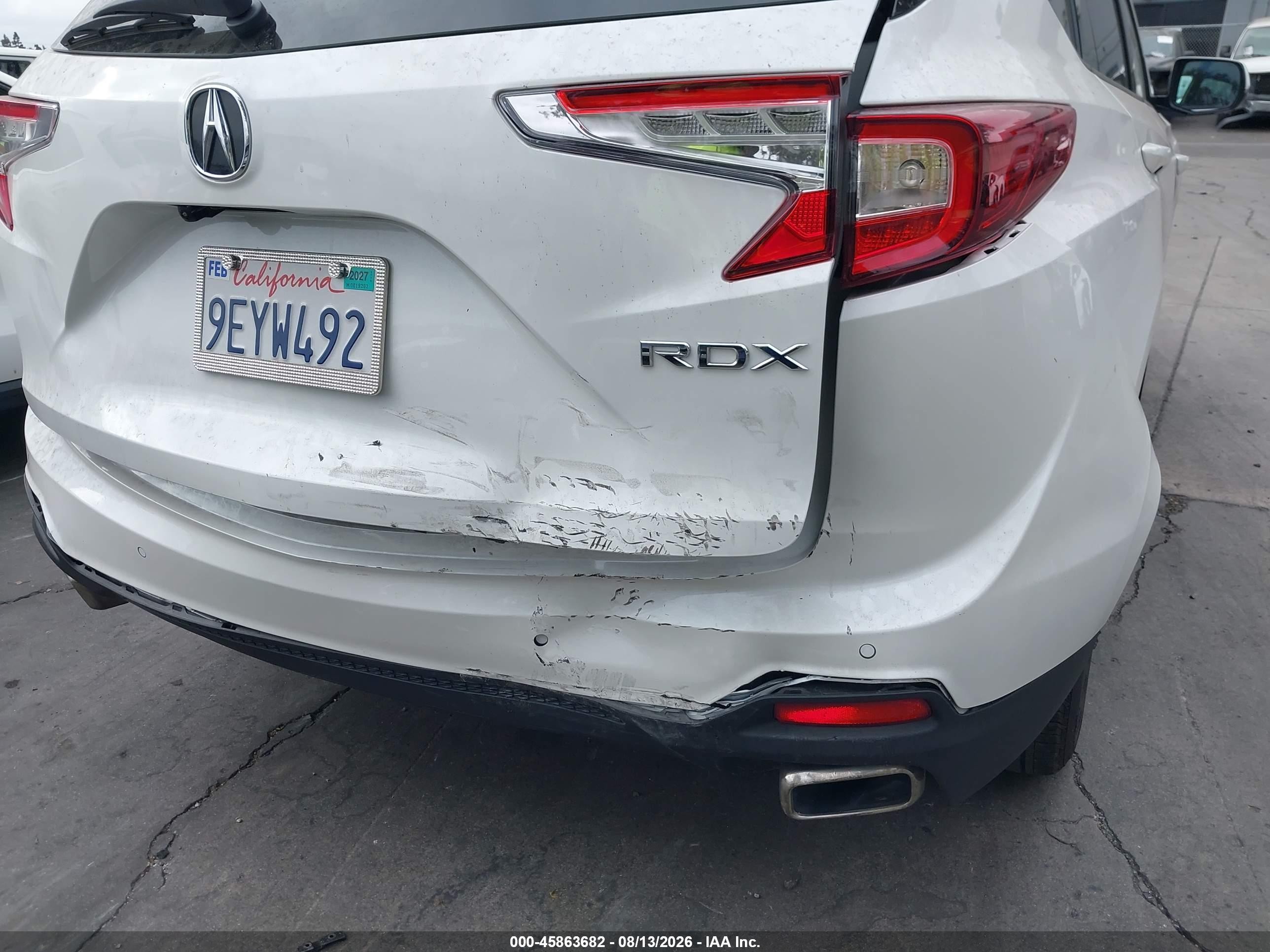 2023 Acura RDX VIN 5J8TC1H56PL001576 IAAI salvage auction — Rear End, Salvage Certificate (California), sold $11,800 on 2026-09-19 (photo 6)