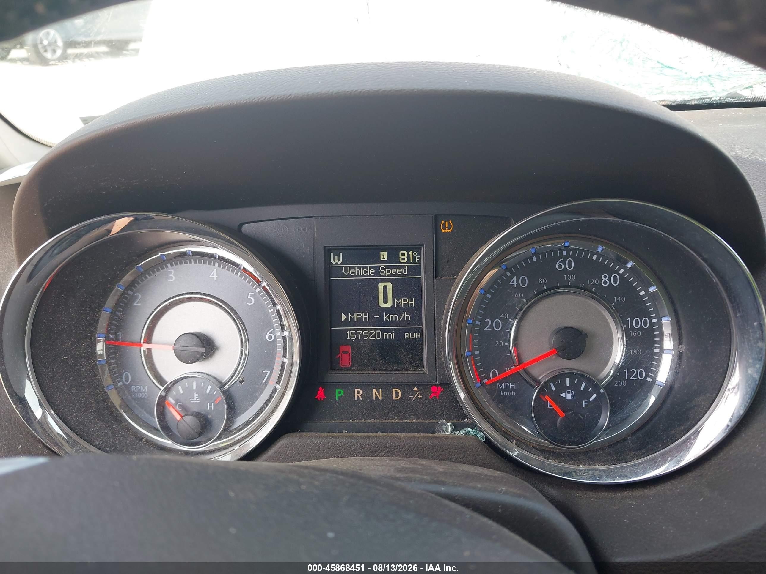 2013 Chrysler Town & Country VIN 2C4RC1CG1DR820161 IAAI salvage auction — Front End, Salvage (Pennsylvania), sold $325 on 2026-09-13 (photo 7)