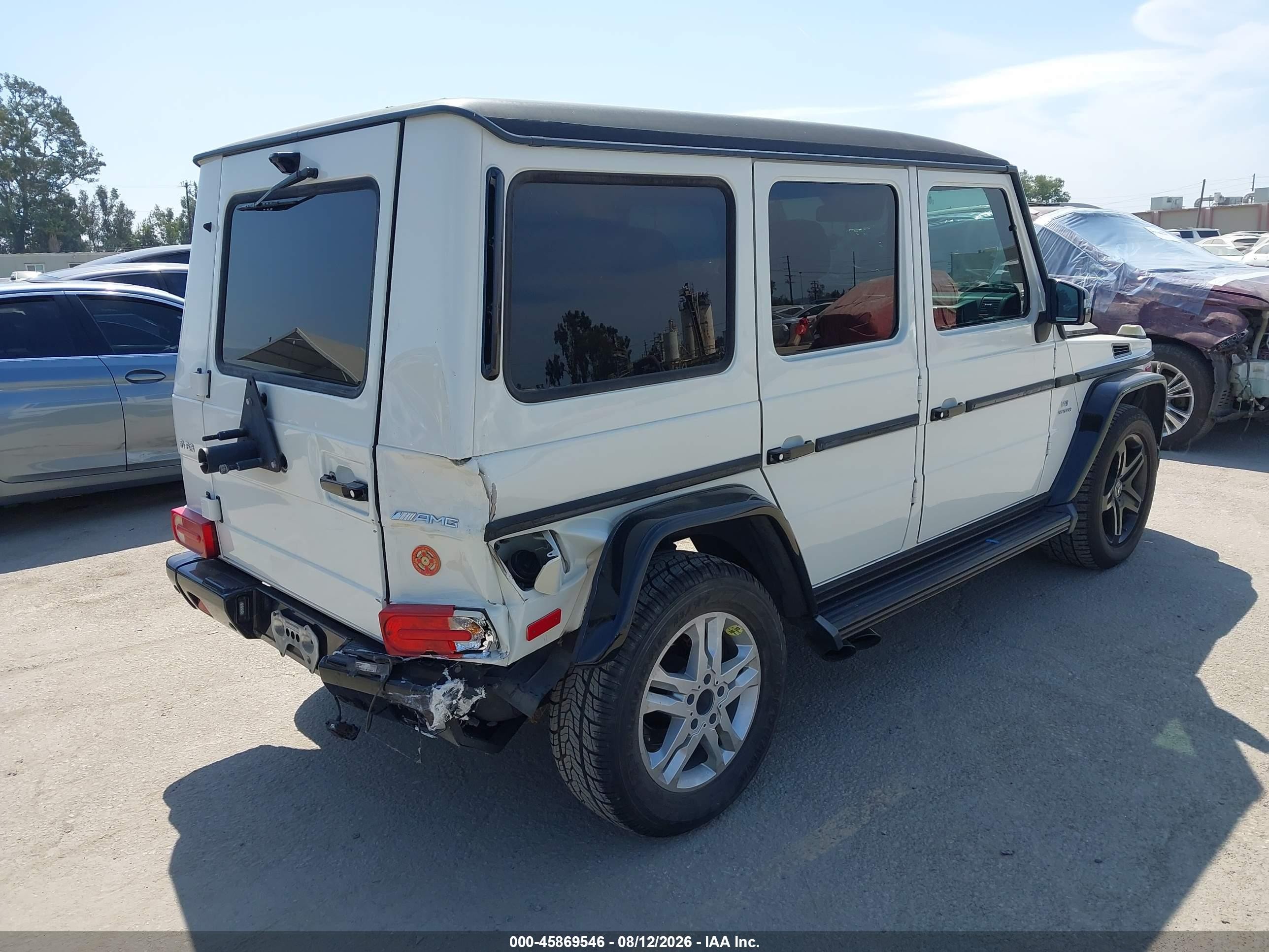 2011 Mercedes-Benz G-Class VIN WDCYC7BF0BX190522 IAAI salvage auction — Rear End, Salvage (California), sold $16,950 on 2026-08-31 (photo 4)