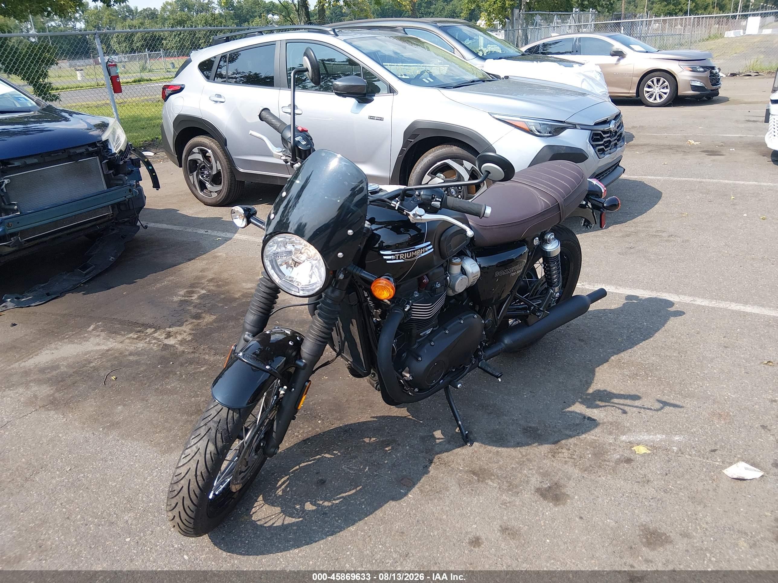 2023 Triumph Motorcycle BONNEVILLE VIN SMTD40HL9PTBJ7402 IAAI salvage auction — Side, Salvage (New Jersey), sold $3,850 on 2026-09-16 (photo 1)