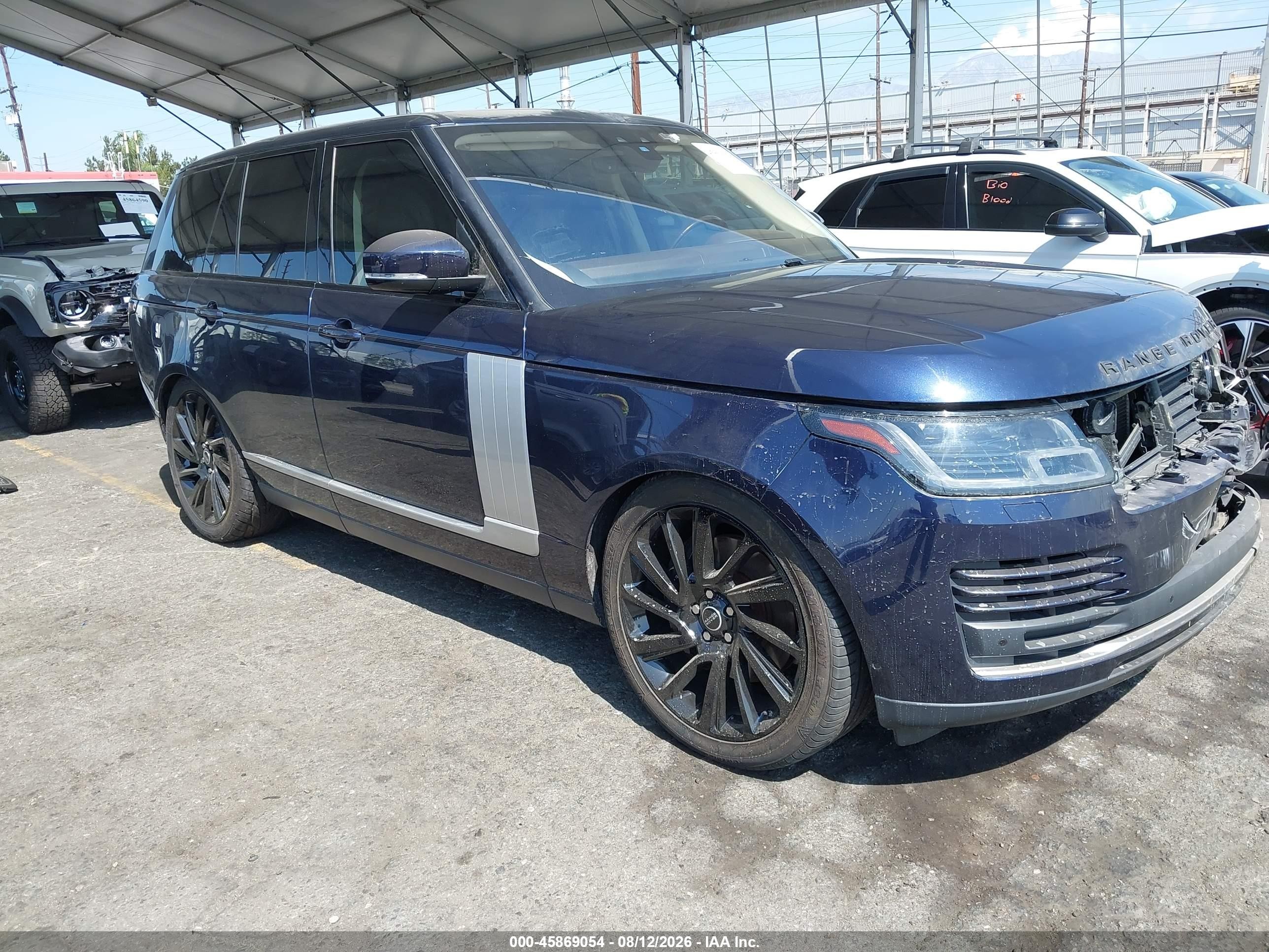 2018 Land Rover Range Rover VIN SALGS2SV9JA391392 IAAI salvage auction — Front End, Salvage (California), sold $6,400 on 2026-09-24 (photo 1)